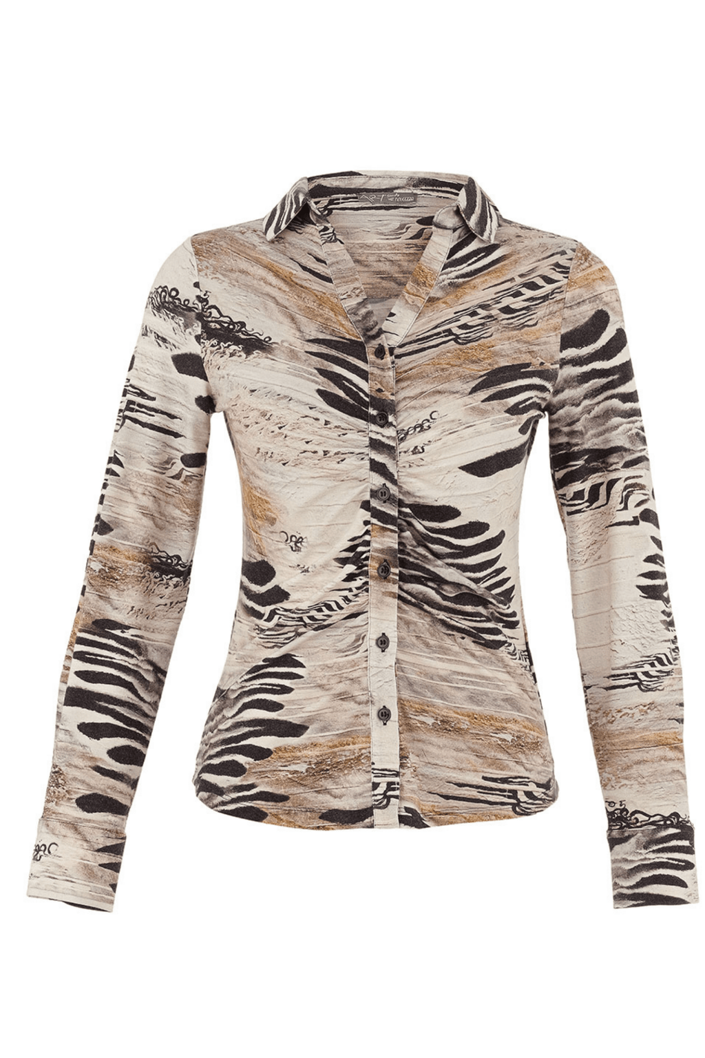 Dolcezza 75683 Neutral Animal Print Fitted Shirt - Dotique - Dolcezza