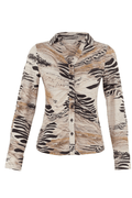 Dolcezza 75683 Neutral Animal Print Fitted Shirt - Dotique - Dolcezza