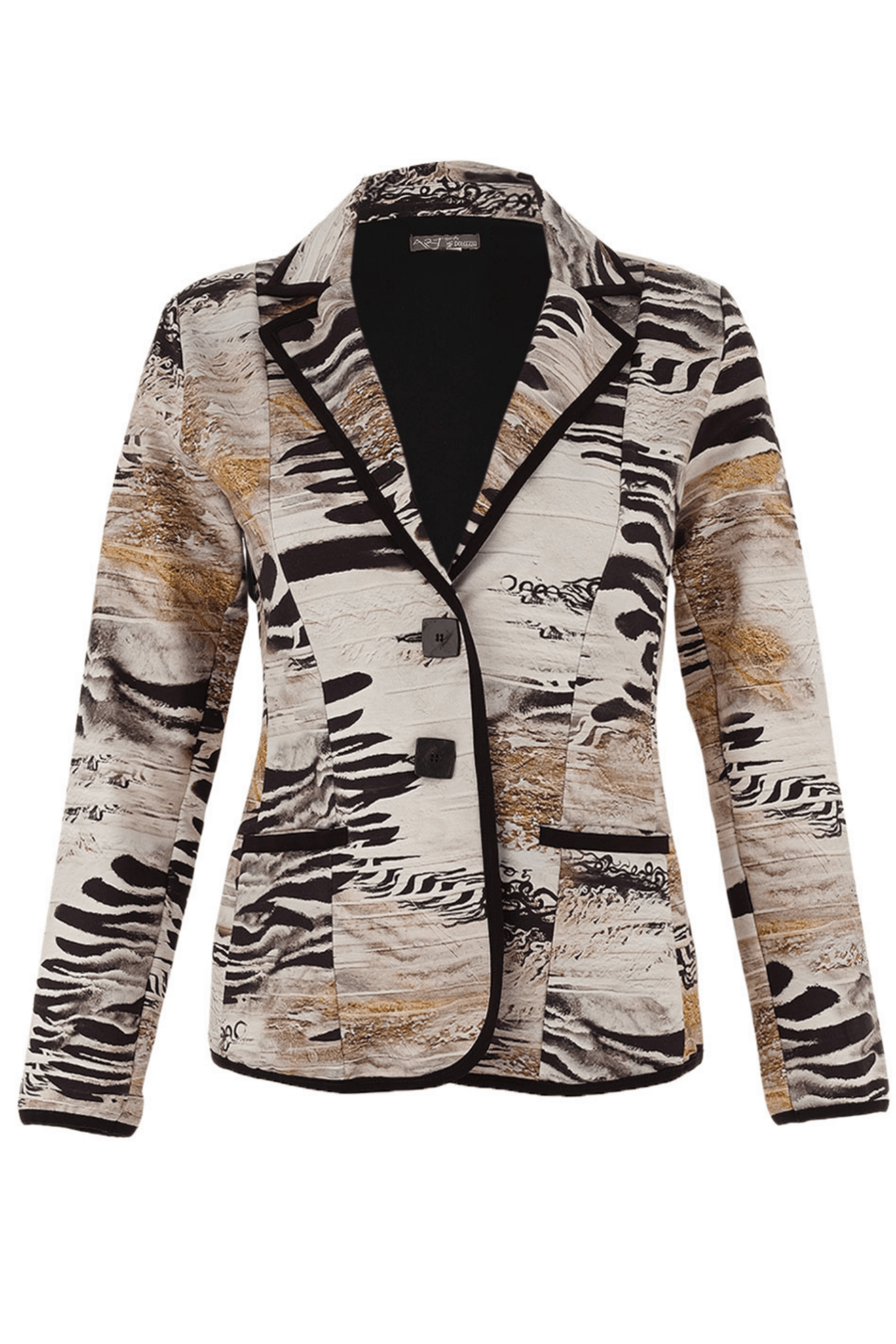 Dolcezza 75687 Animal Print Fitted Blazer in Beige and Black - Dotique - Dolcezza