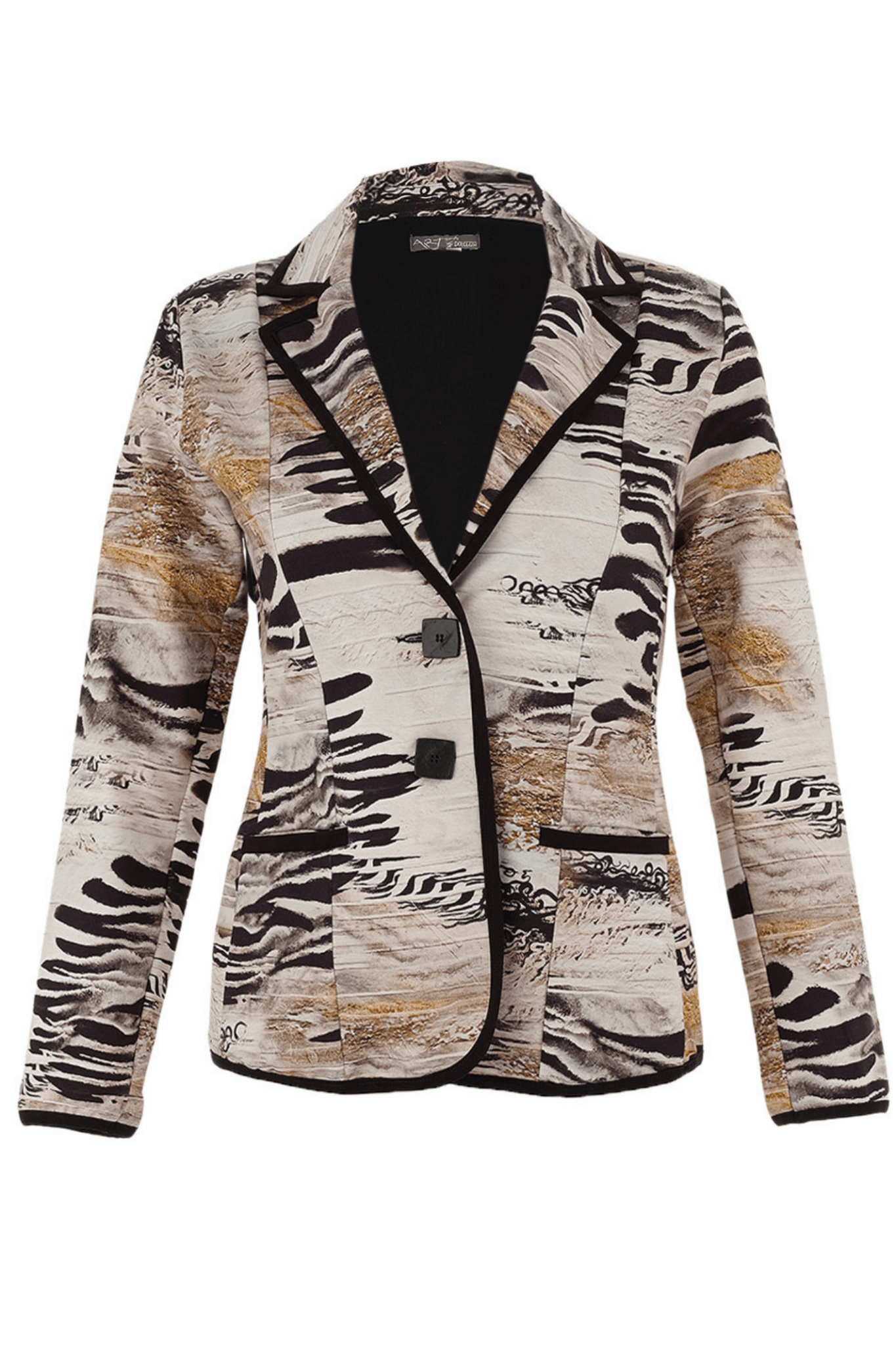 Dolcezza 75687 Animal Print Fitted Blazer in Beige and Black - Dotique - Dolcezza