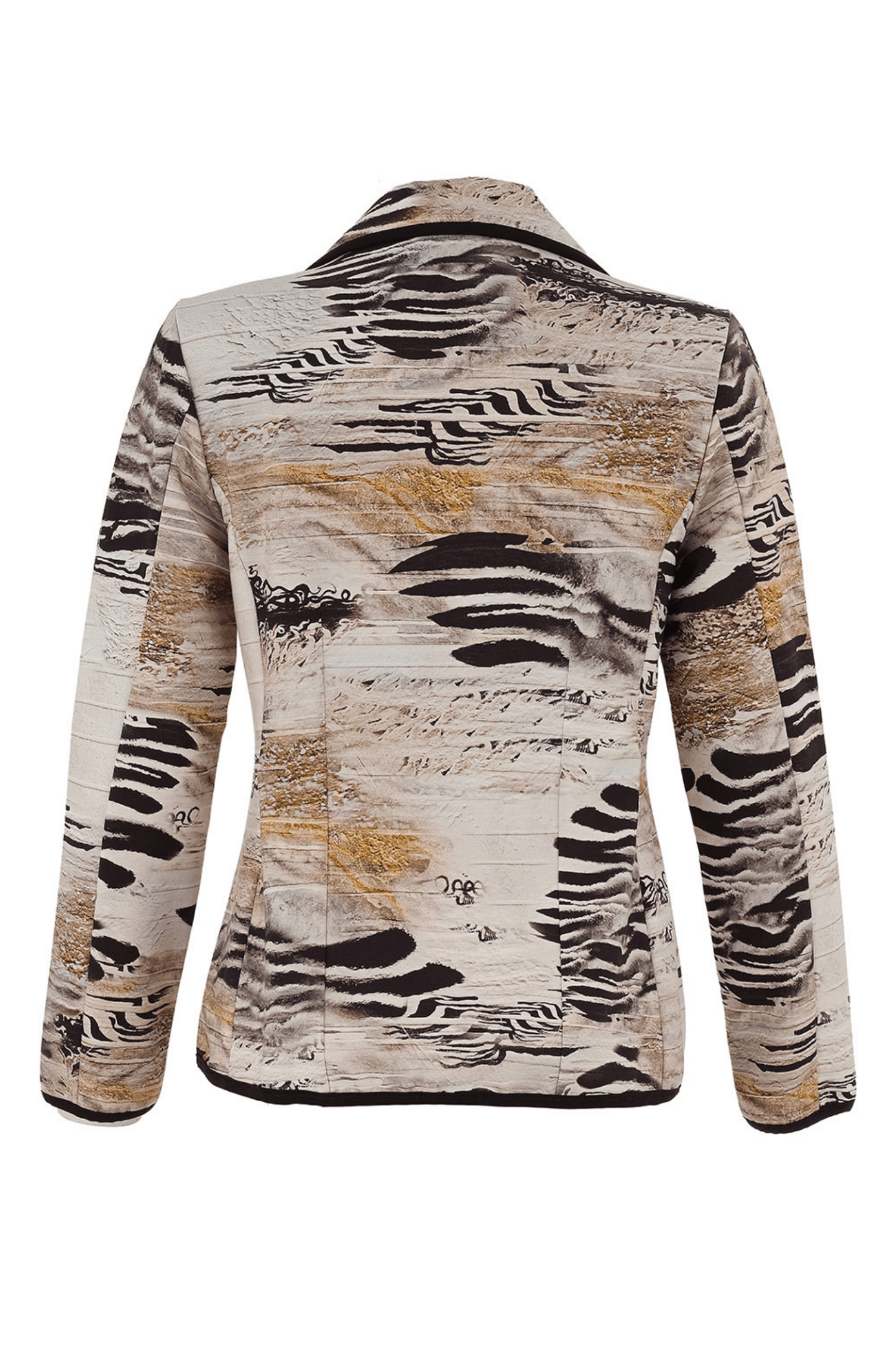 Dolcezza 75687 Animal Print Fitted Blazer in Beige and Black - Dotique - Dolcezza
