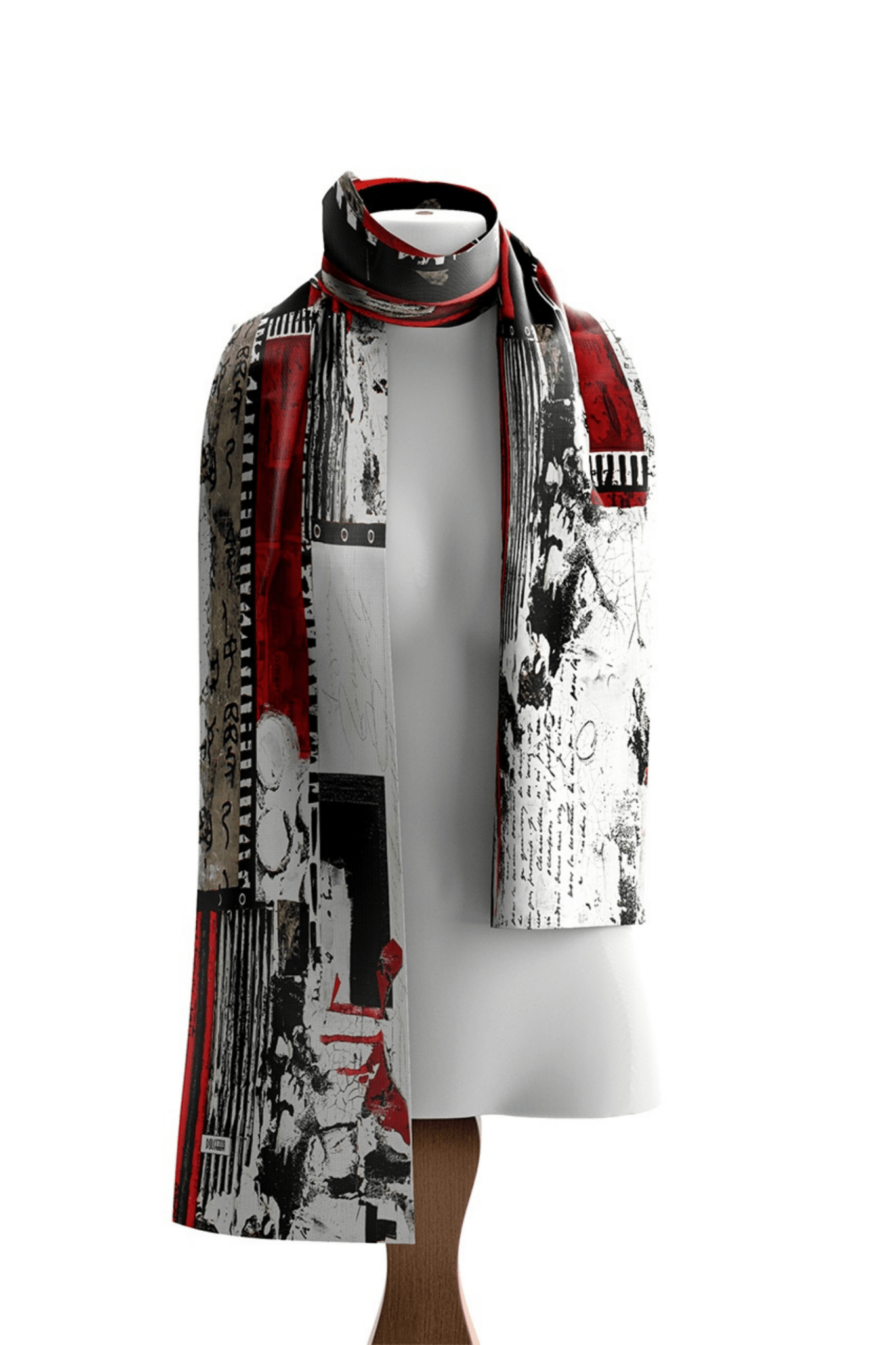 Dolcezza 75904 Red and Black Abstract Print Viscose Scarf - Dotique - Dolcezza