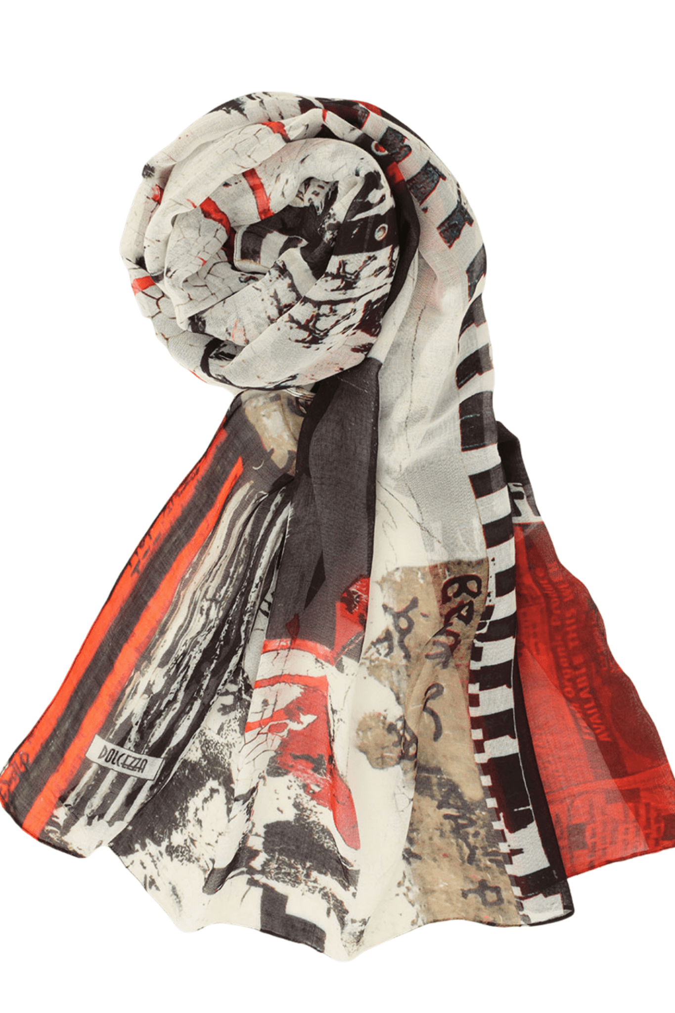 Dolcezza 75904 Red and Black Abstract Print Viscose Scarf - Dotique - Dolcezza