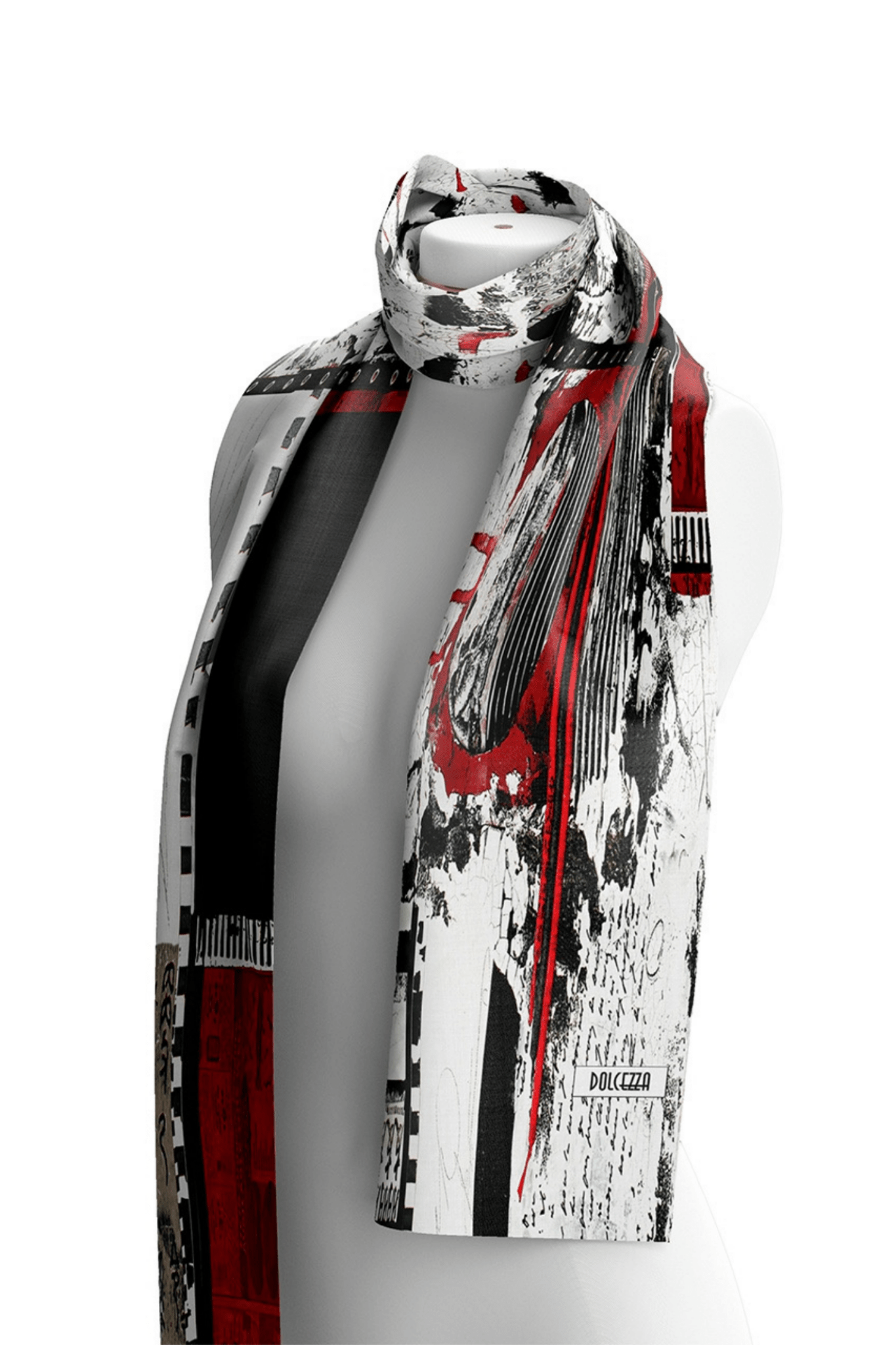 Dolcezza 75904 Red and Black Abstract Print Viscose Scarf - Dotique - Dolcezza