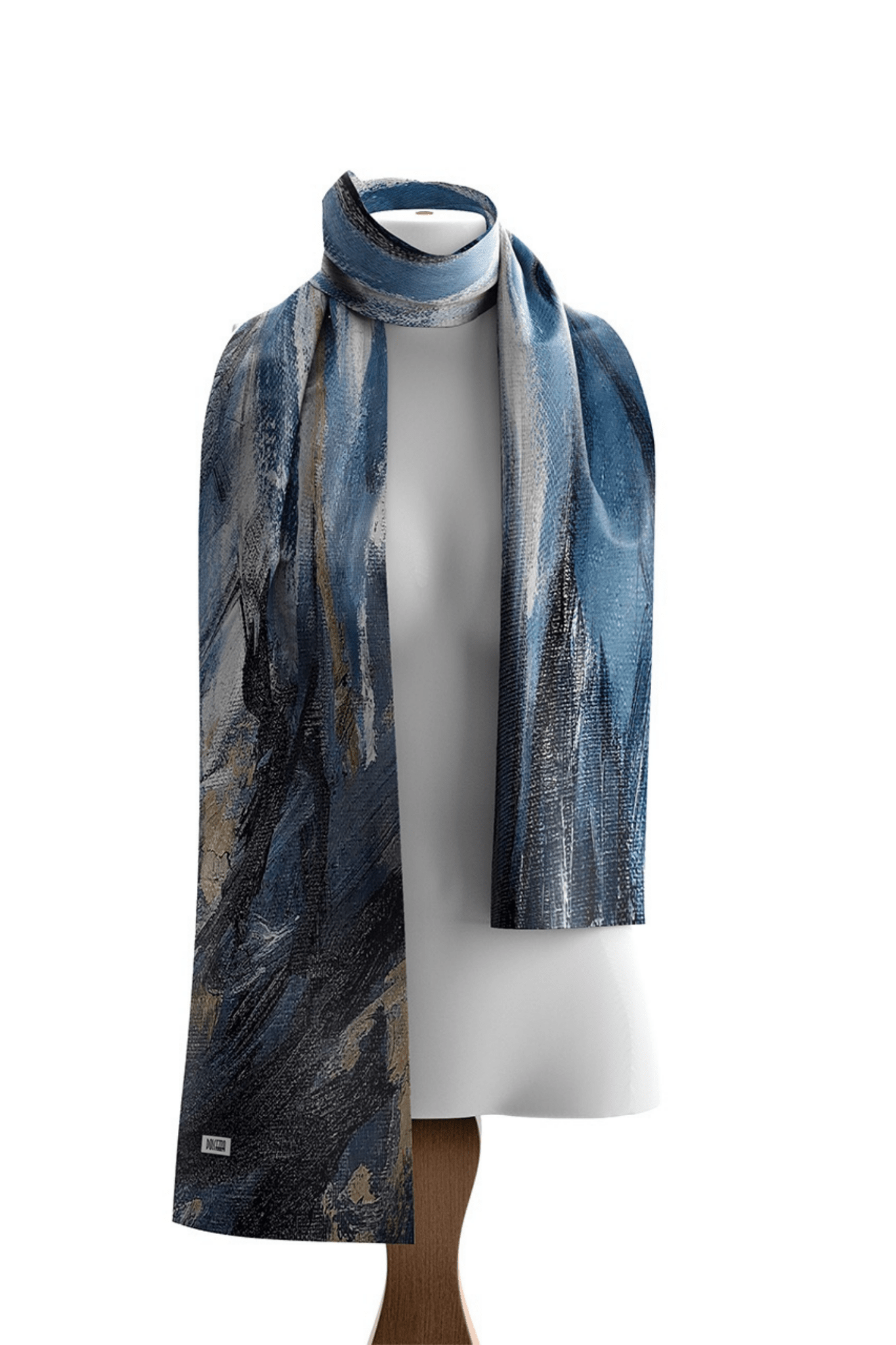 Dolcezza 75907 Blue and Gold Abstract Print Viscose Scarf - Dotique - Dolcezza