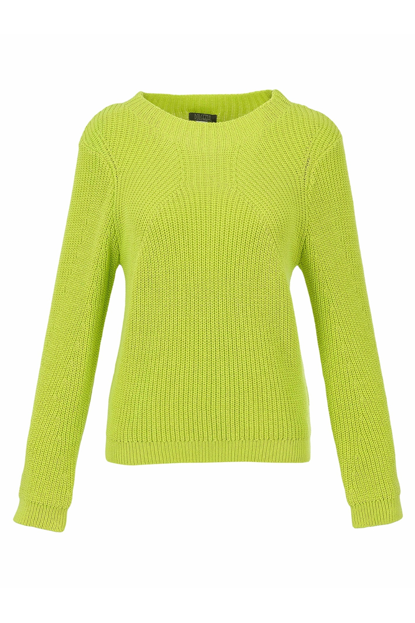 Dotique Dolcezza 76319 lime knit jumper with a round neckline and soft 100% cotton knit.