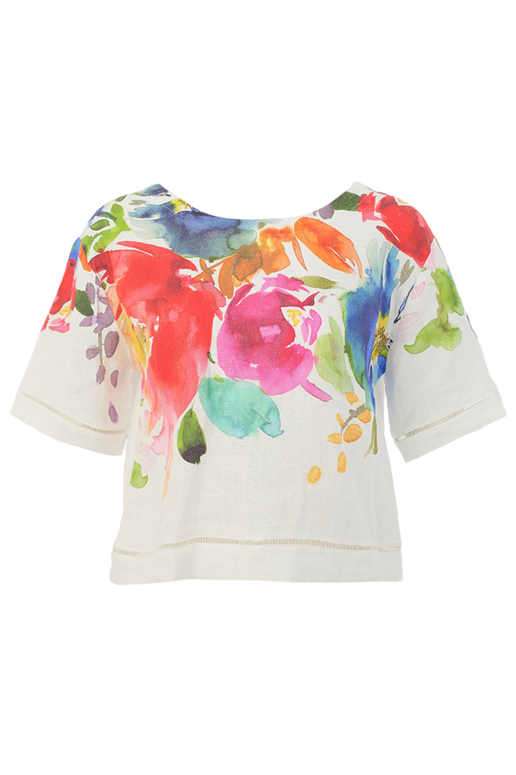 Dolcezza Floral Print Linen Top 26700