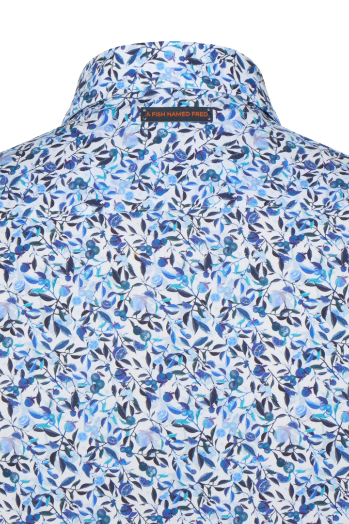 A Fish Named Fred 31.053 Short Sleeve Men's Shirt Citrus - Cobalt