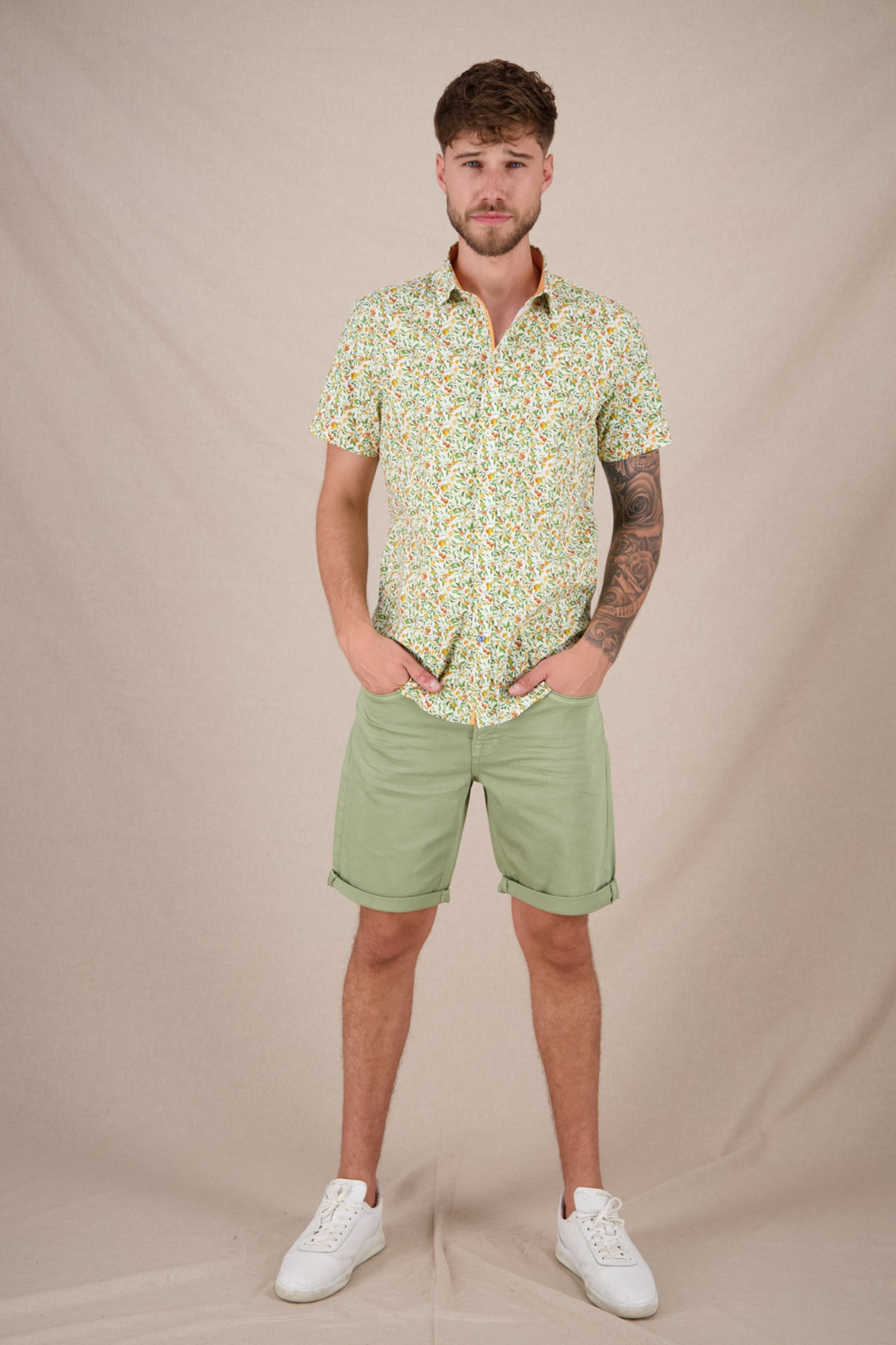 A Fish Named Fred 31.053 Short Sleeve Men's Shirt Citrus - Light Green