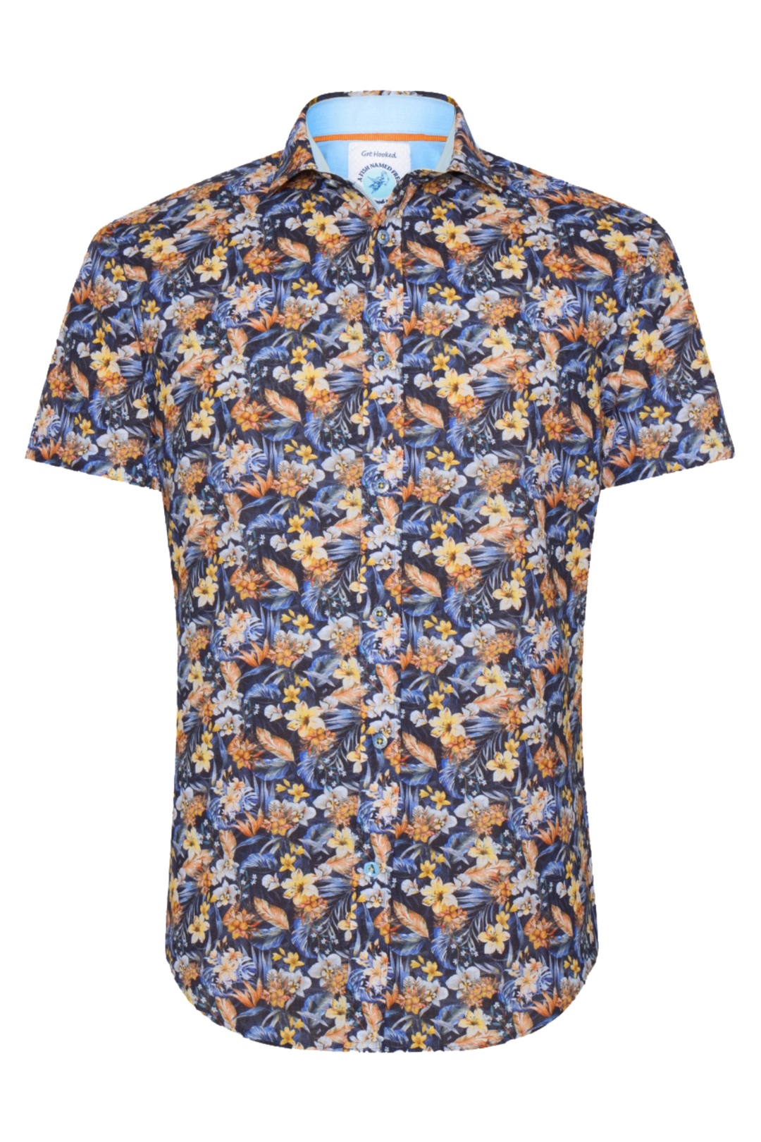 A Fish Named Fred 31.065 Short Sleeve Men's Shirt Floral Navy at Dotique
