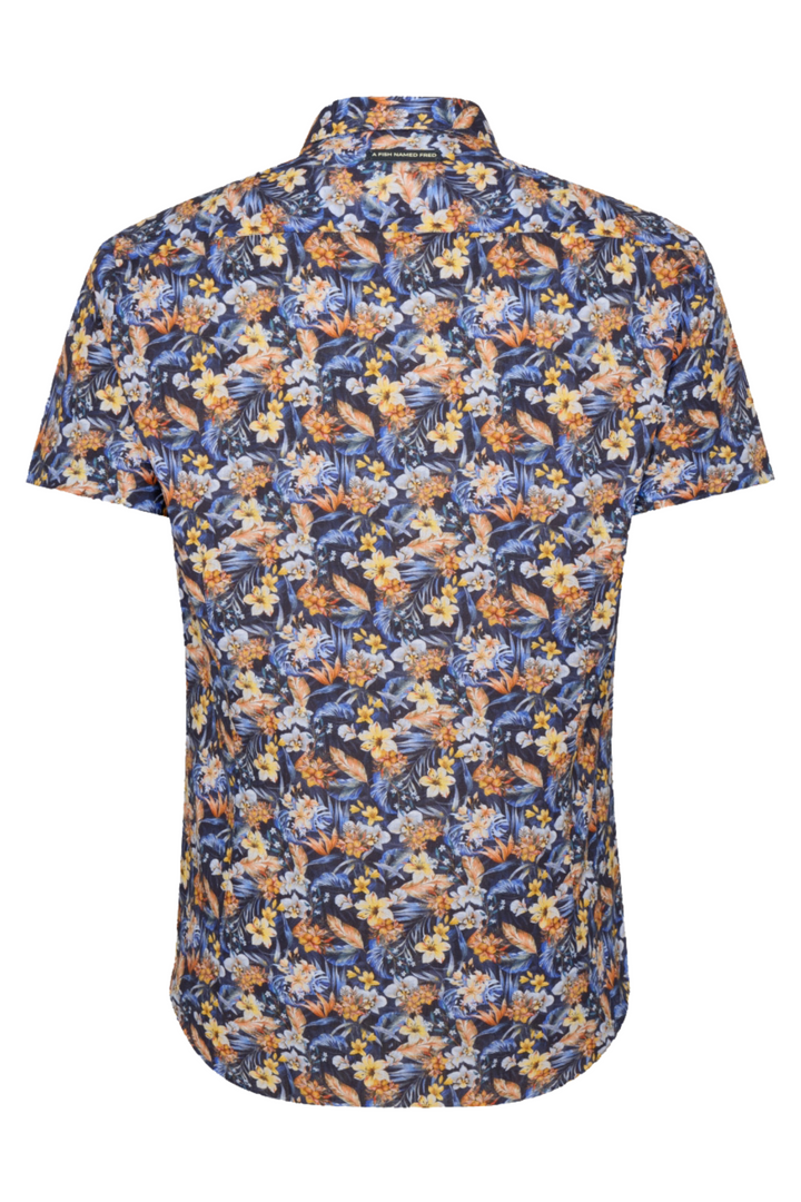A Fish Named Fred 31.065 Short Sleeve Men's Shirt Floral Navy at Dotique