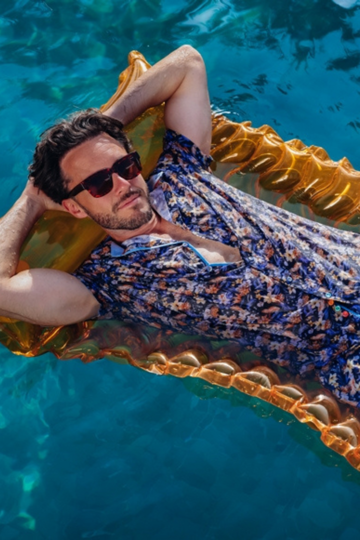 A Fish Named Fred 31.065 Short Sleeve Men's Shirt Floral Navy at Dotique