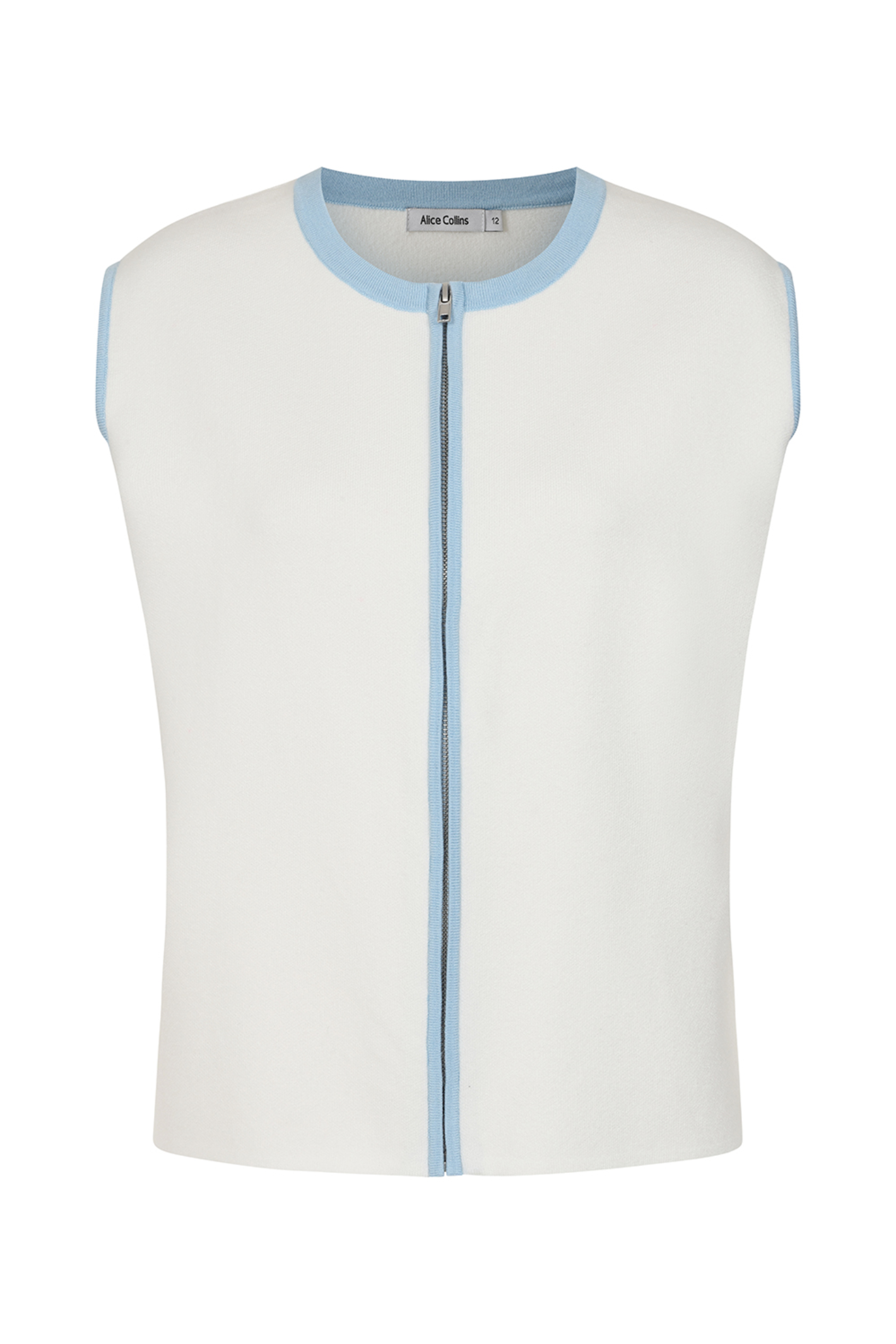Alice Collins 036S546 Anna Zip Front Knit White Gilet by Alice Collins Shop Alice Collins at Dotique fashion retailer online