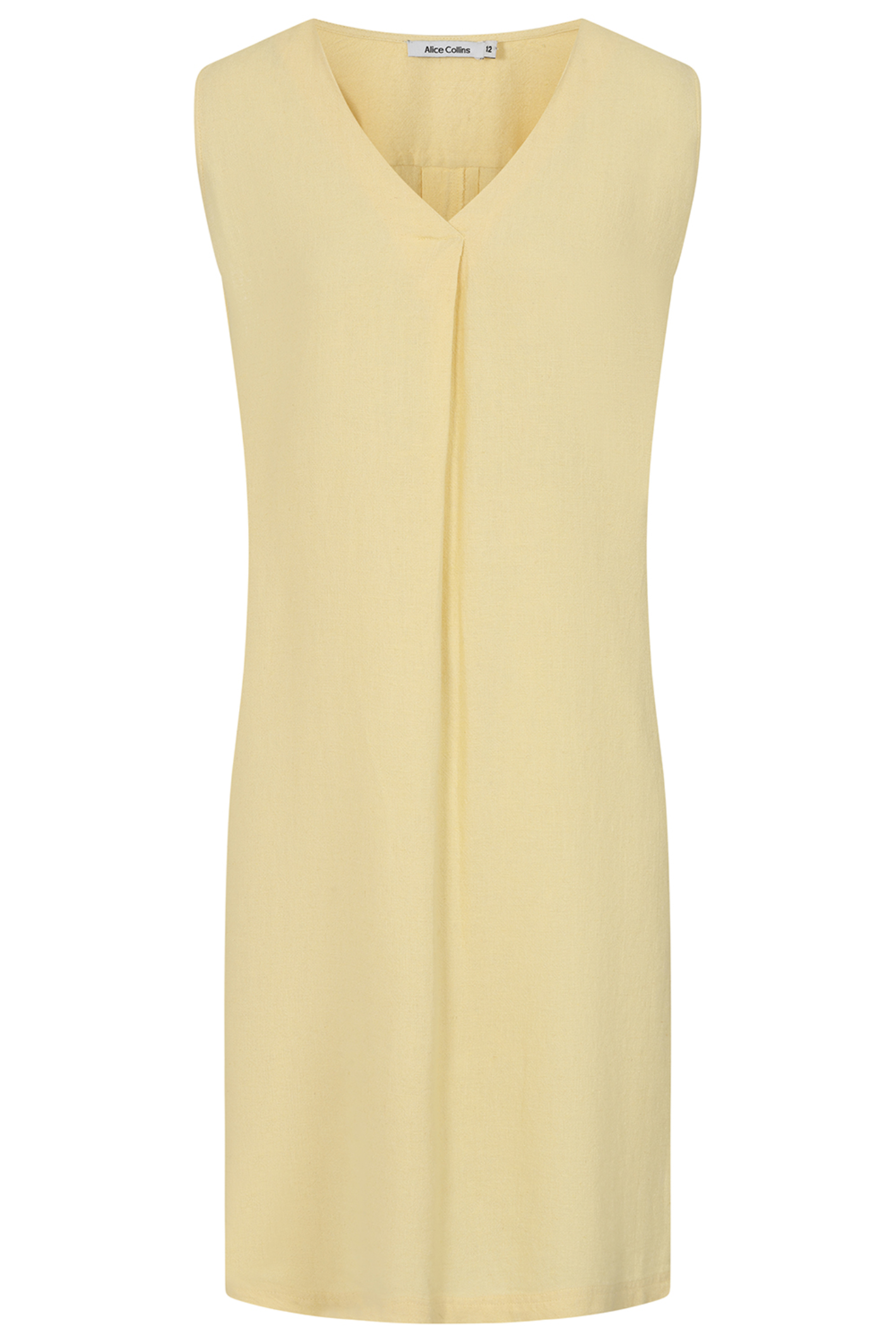 Alice Collins 036S346 Chloe Dress Butter in soft butter yellow sleeveless design by Alice Collins, shop Alice Collins at Dotique.