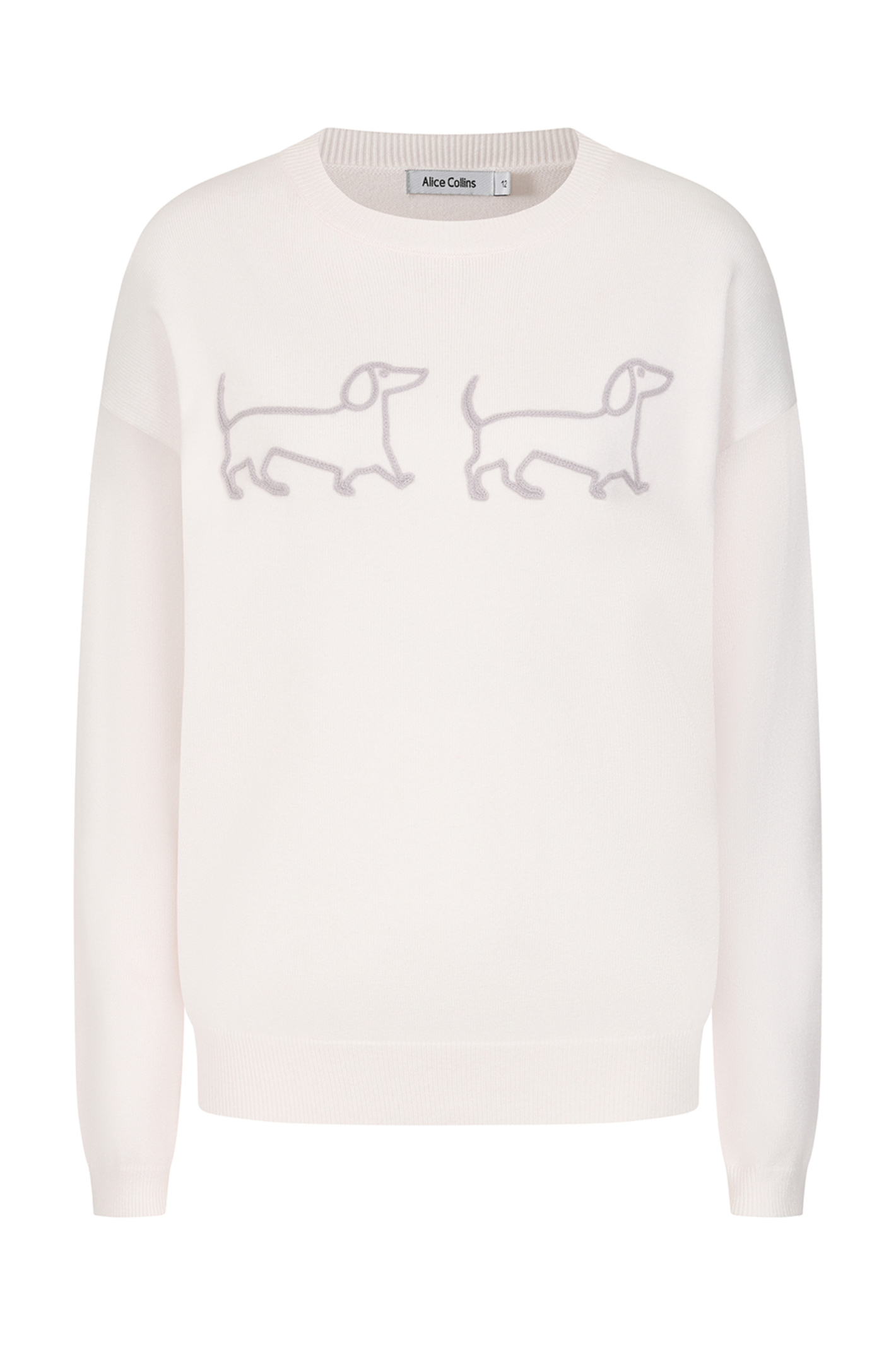 Alice Collins 036S550 Jessie & Pippa Dog Motif Knit JumperWild Oat/Pebble by Alice Collins, shop Alice Collins at Dotique.