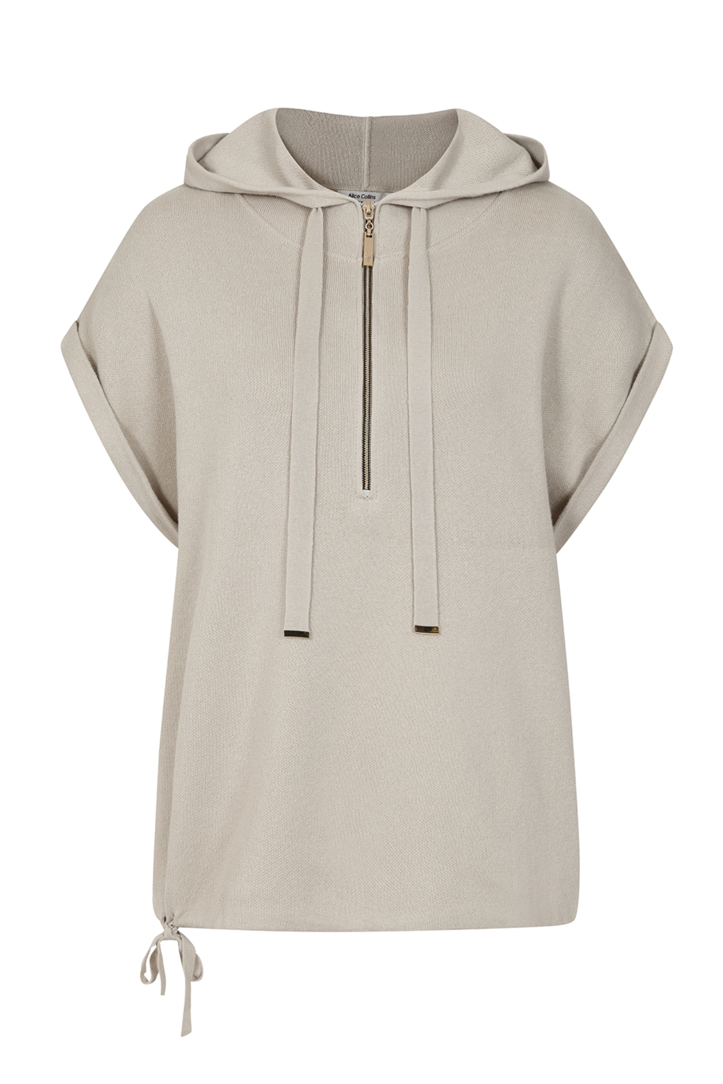 Alice Collins 036S558 Maeve Sleeveless Cotton Hoodie Pebble by Alice Collins, shop the vendor at Dotique online store.