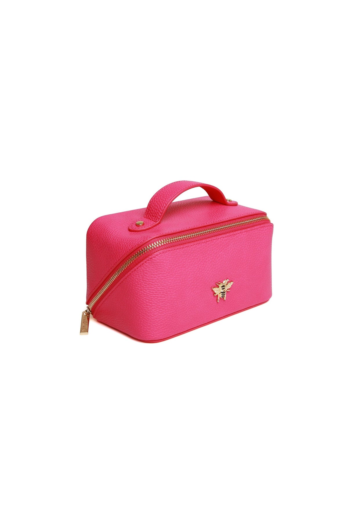 Alice Wheeler Hot Pink Mini Train Case, additional view. Shop Alice Wheeler at Dotique.