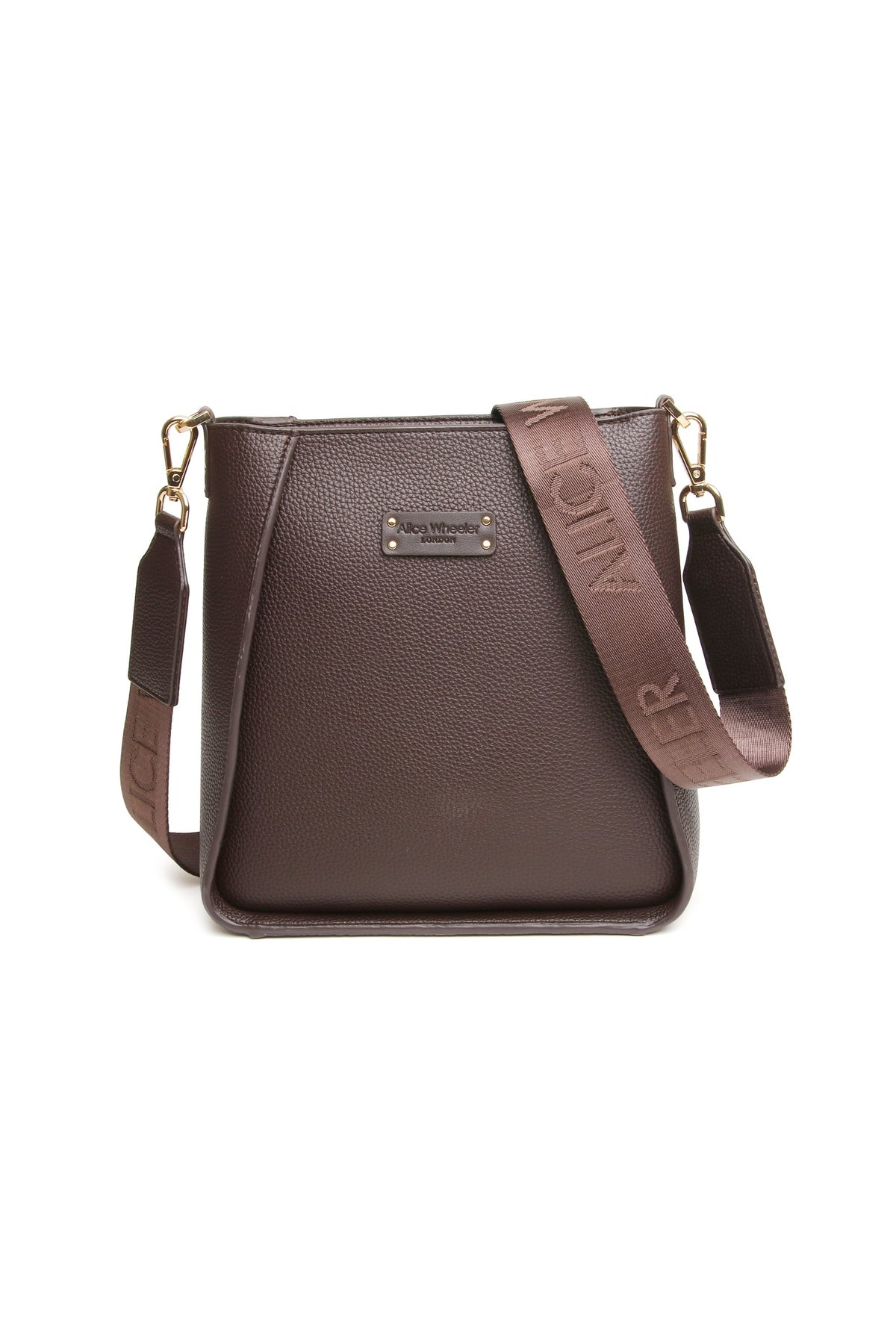 Alice Wheeler Chocolate Kensington Crossbody Bag, product view. Shop Alice Wheeler at Dotique.