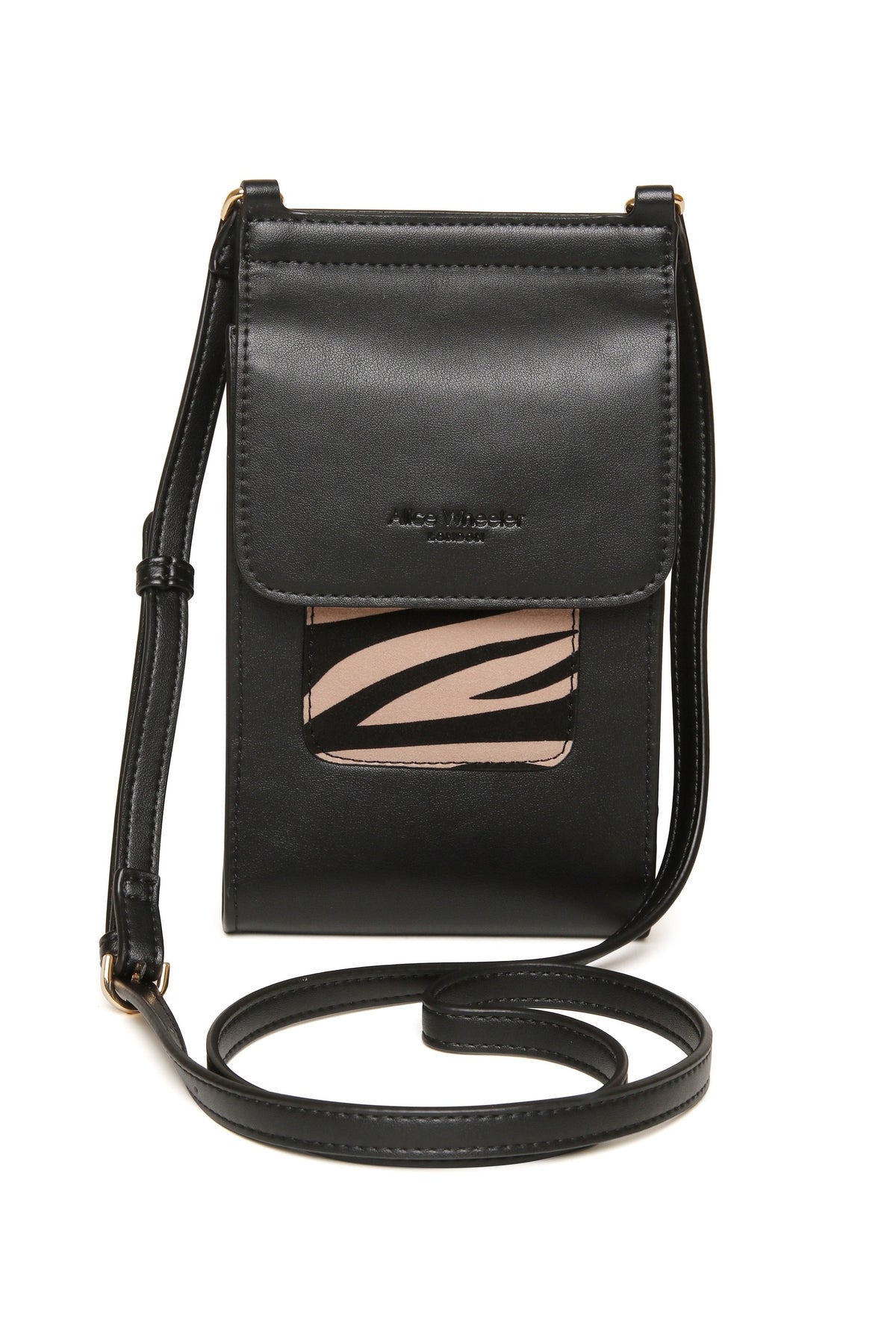 Alice Wheeler Zebra Mini Bloomsbury Crossbody Bag, product view. Shop Alice Wheeler at Dotique.