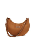 Front view of the Alice Wheeler Kensington Suedette Shoulder & Crossbody Bag in Fudge. Shop Alice Wheeler at Dotique.