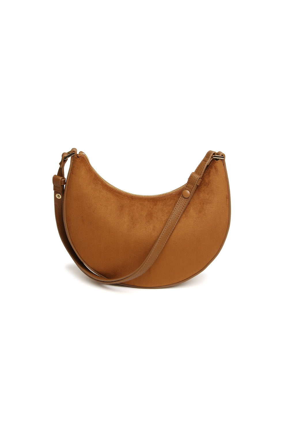 Back view of the Alice Wheeler Kensington Suedette Shoulder & Crossbody Bag in Fudge. Shop Alice Wheeler at Dotique.