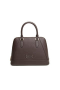 Front view of the Alice Wheeler Kensington Handbag in Chocolate. Shop Alice Wheeler at Dotique.