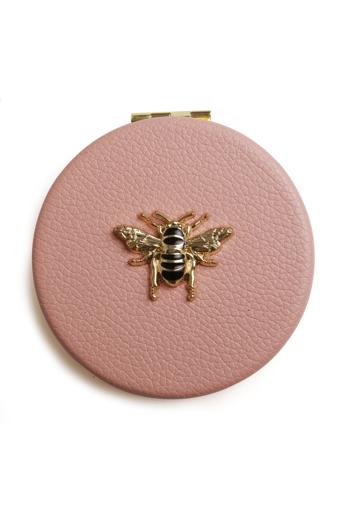 Alice Wheeler Round Compact Mirror in Pink, front view. Shop Alice Wheeler at Dotique.