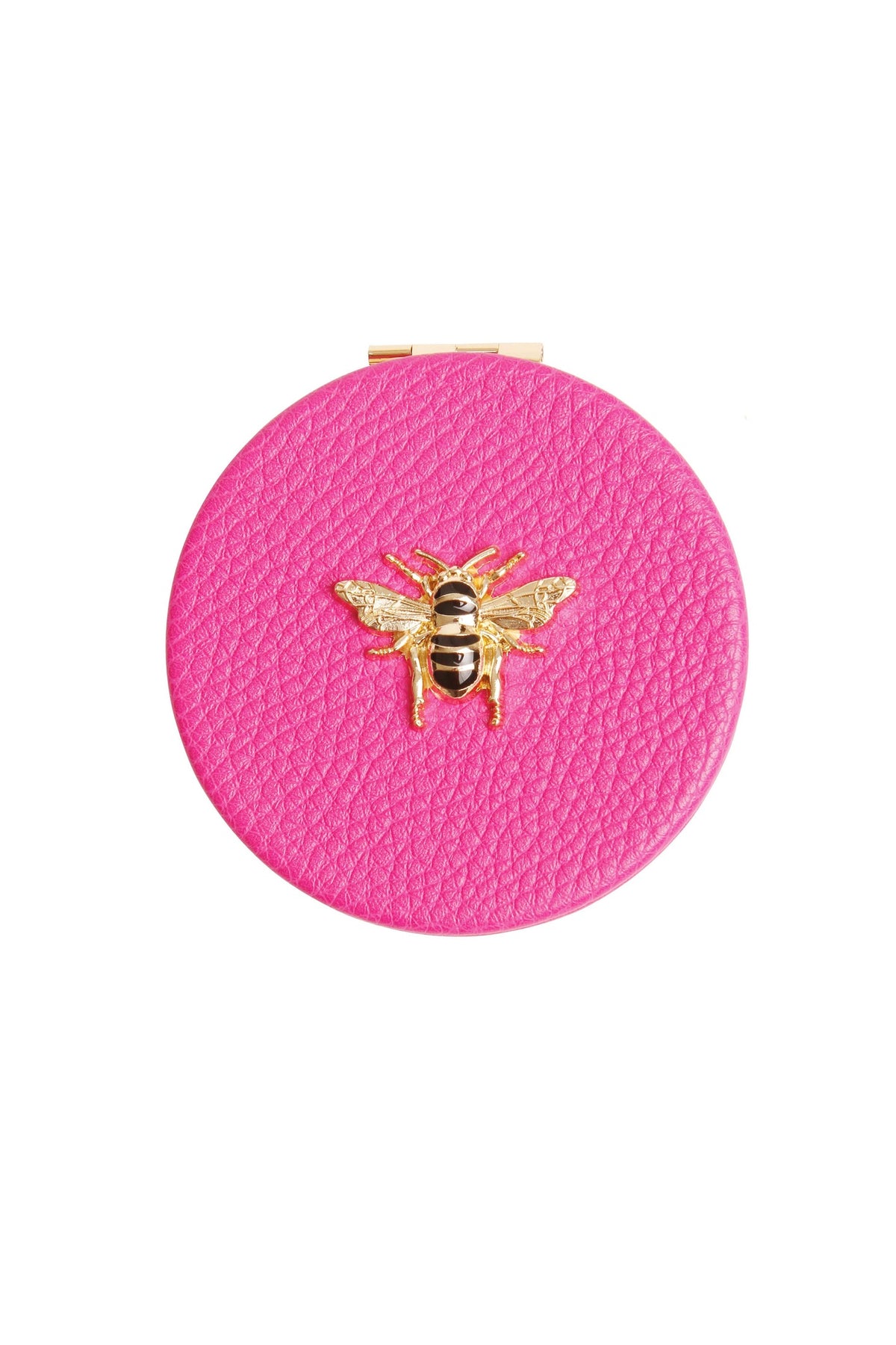 Alice Wheeler Round Compact Mirror in Hot Pink, front view. Shop Alice Wheeler at Dotique.