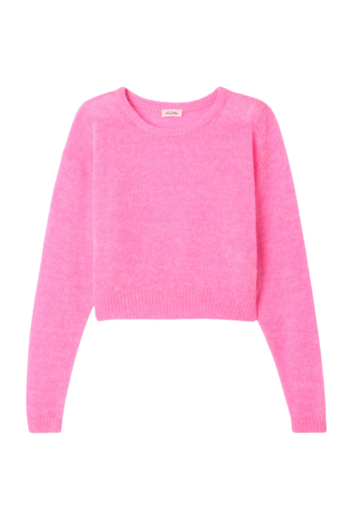 American Vintage Nuggy Wool Blend Knit Petunia Fluo Pink soft sweater by american vintage Shop american vintage at Dotique