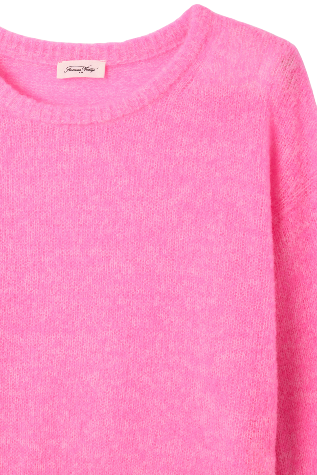 American Vintage Nuggy Wool Blend Knit Petunia Fluo Pink soft sweater by american vintage Shop american vintage at Dotique