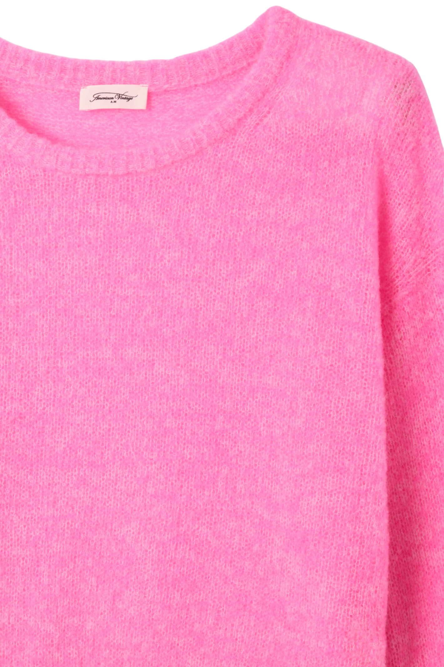 American Vintage Nuggy Wool Blend Knit Petunia Fluo Pink soft sweater by american vintage Shop american vintage at Dotique
