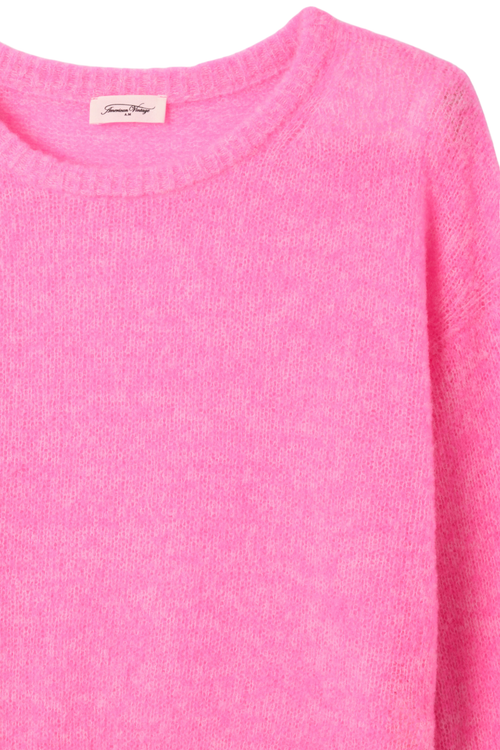 American Vintage Nuggy Wool Blend Knit Petunia Fluo Pink soft sweater by american vintage Shop american vintage at Dotique