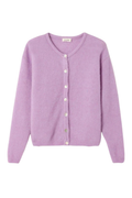 Soft alpaca and wool blend cardigan by American Vintage in lavande chine. Lightweight, cosy and perfect for everyday layering. Shop at Dotique.