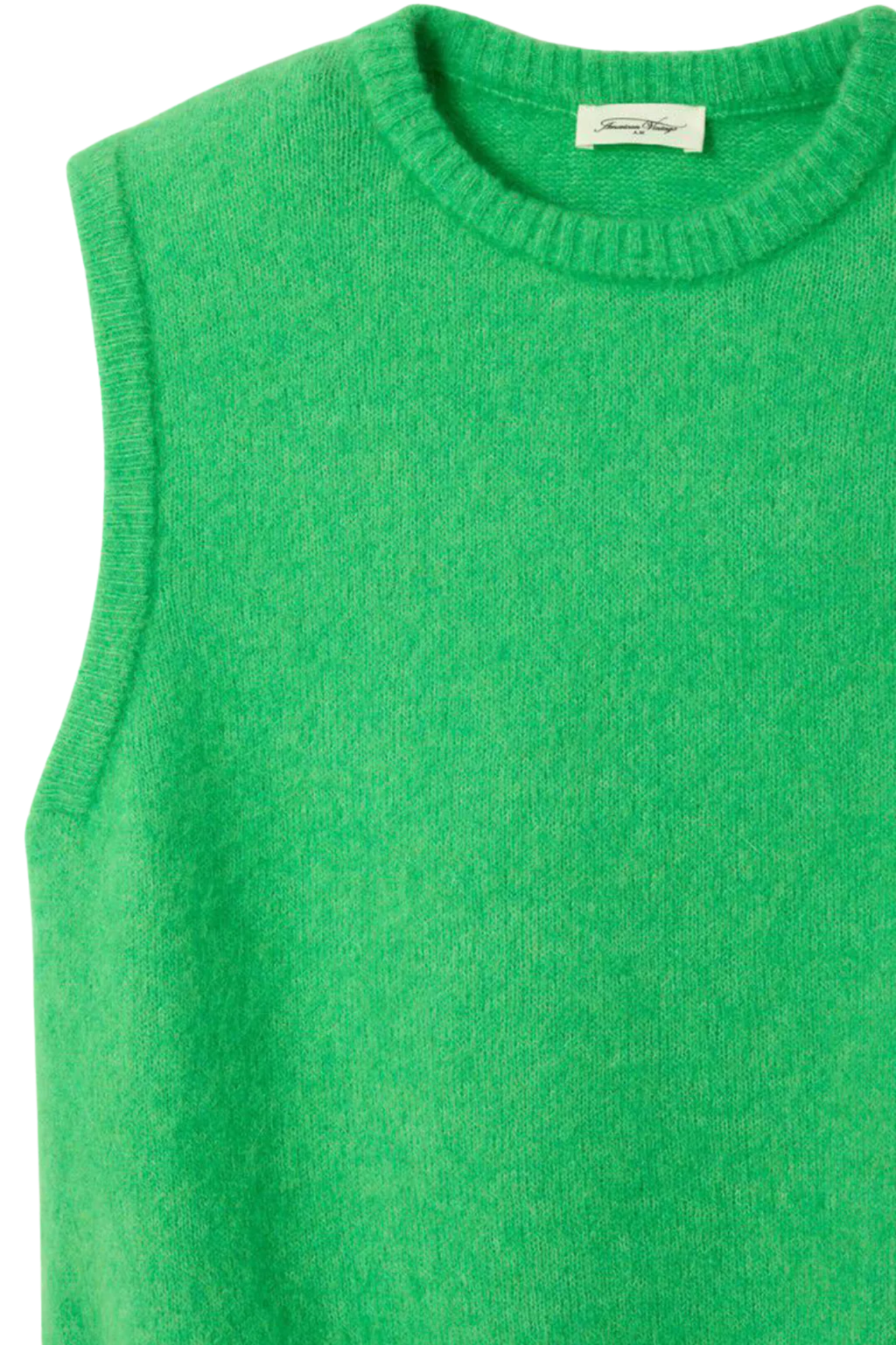 American Vintage Vitow knit vest in jardin chine green. Shop American Vintage at Dotique.