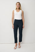 Anna Montana 1007-2 Marine Blue Rose Easy Flexi Relaxed Fit Trousers, front model view – shop Anna Montana at Dotique
