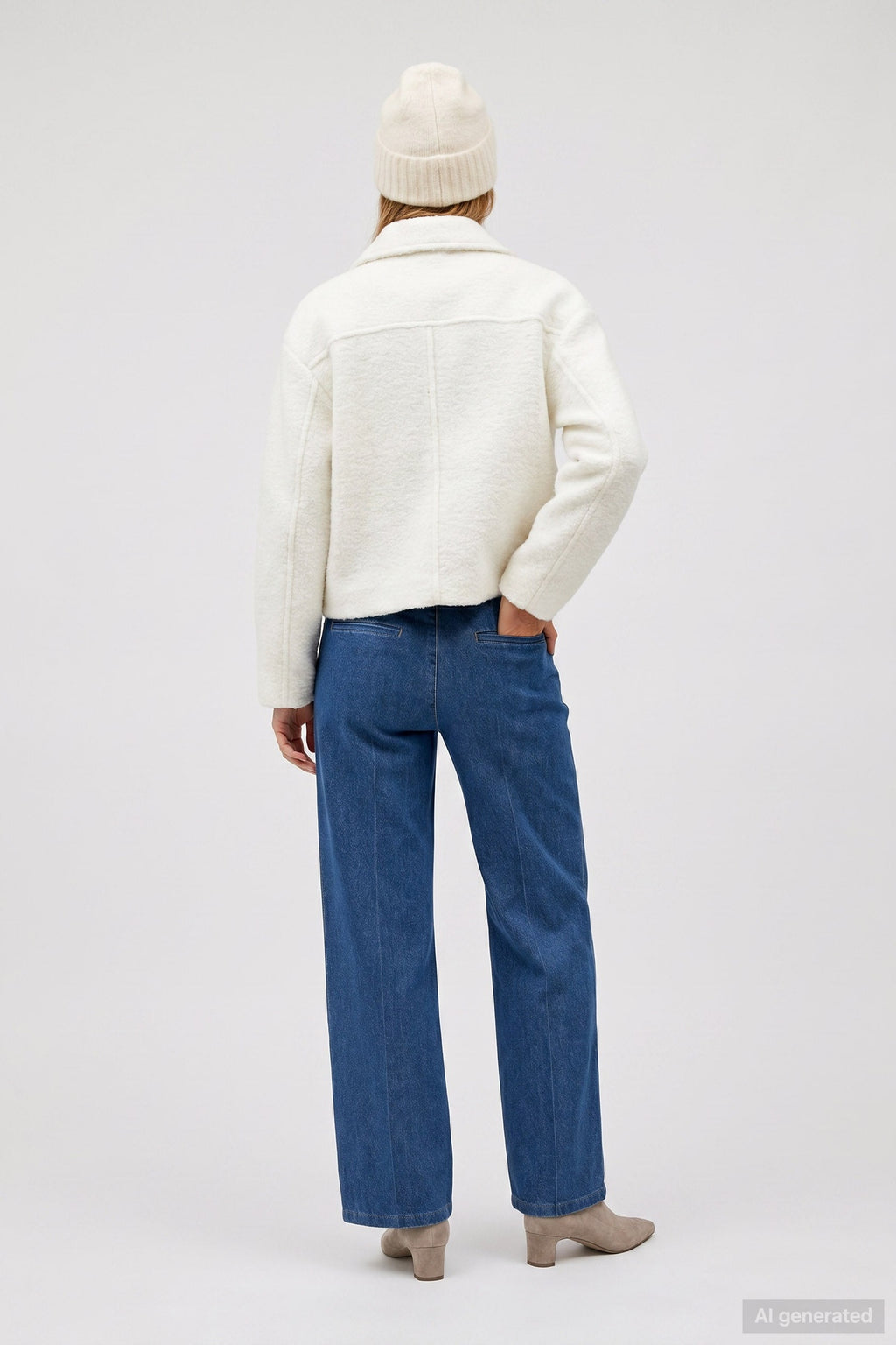 Anna Montana 1045 Mila Wide Flexi Milano Jeans Stone Wash, back model view – shop Anna Montana at Dotique