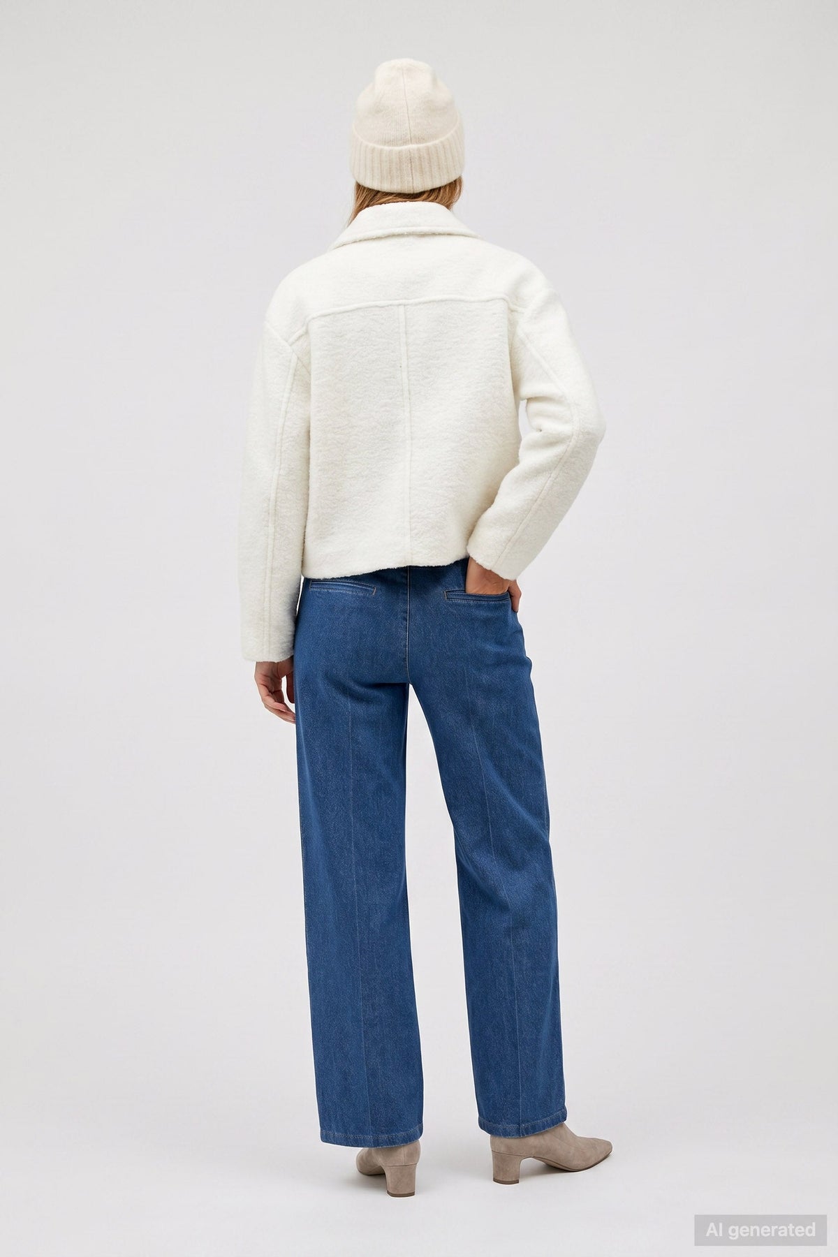 Anna Montana 1045 Mila Wide Flexi Milano Jeans Stone Wash, back model view – shop Anna Montana at Dotique