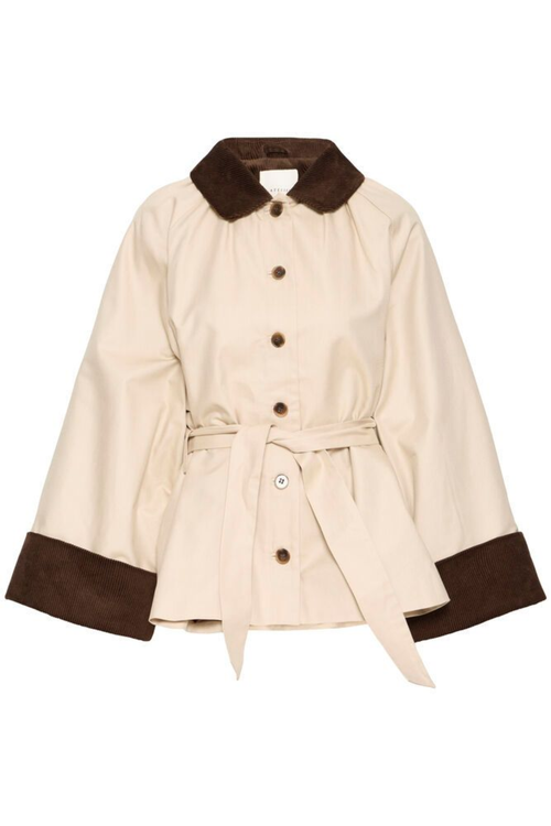 Relaxed woven jacket by Atelier Rêve in a soft humus shade. Cotton and lyocell blend, long sleeves and effortless everyday style at Dotique.