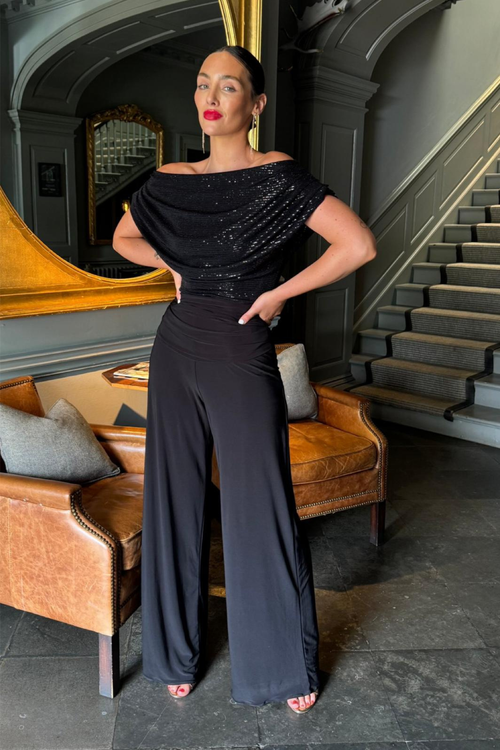 Atom Label Carbon Jumpsuit in Black  Sequin  Regular Length