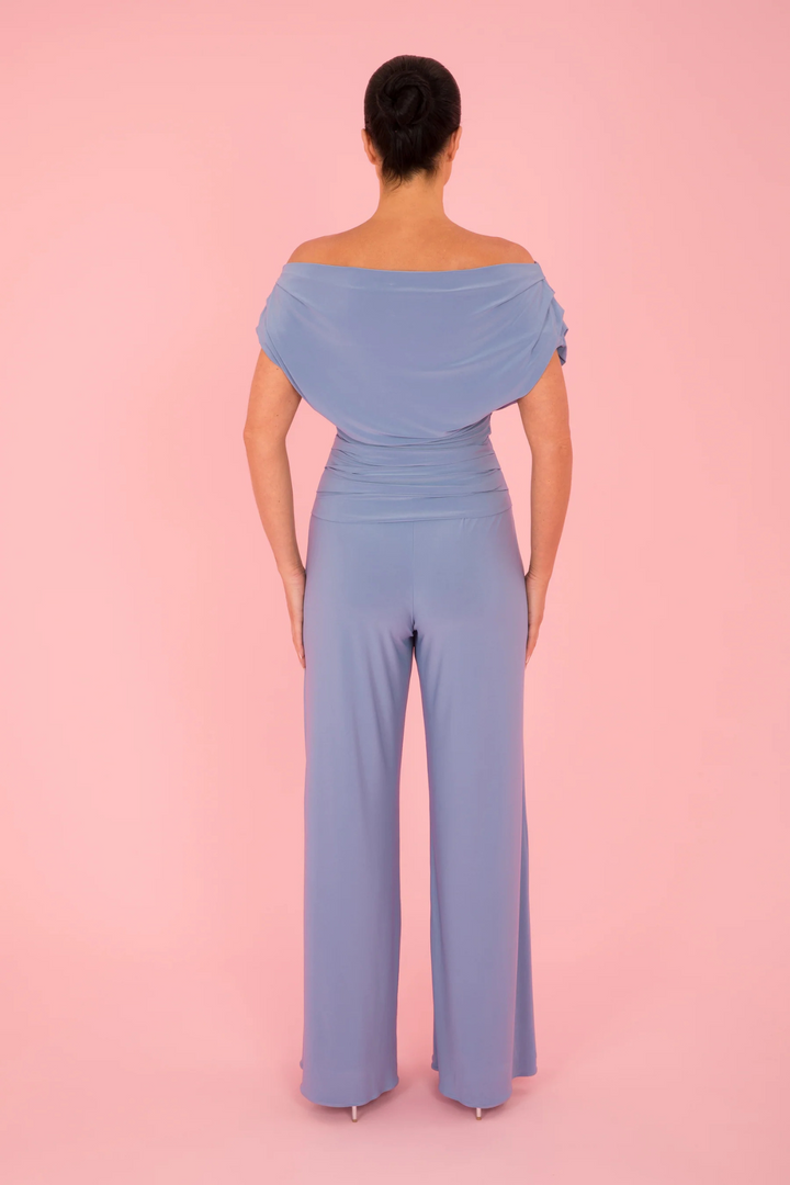 ATOM LABEL Carbon Jersey Jumpsuit with Sleeve in Powder Blue (Regular Length)