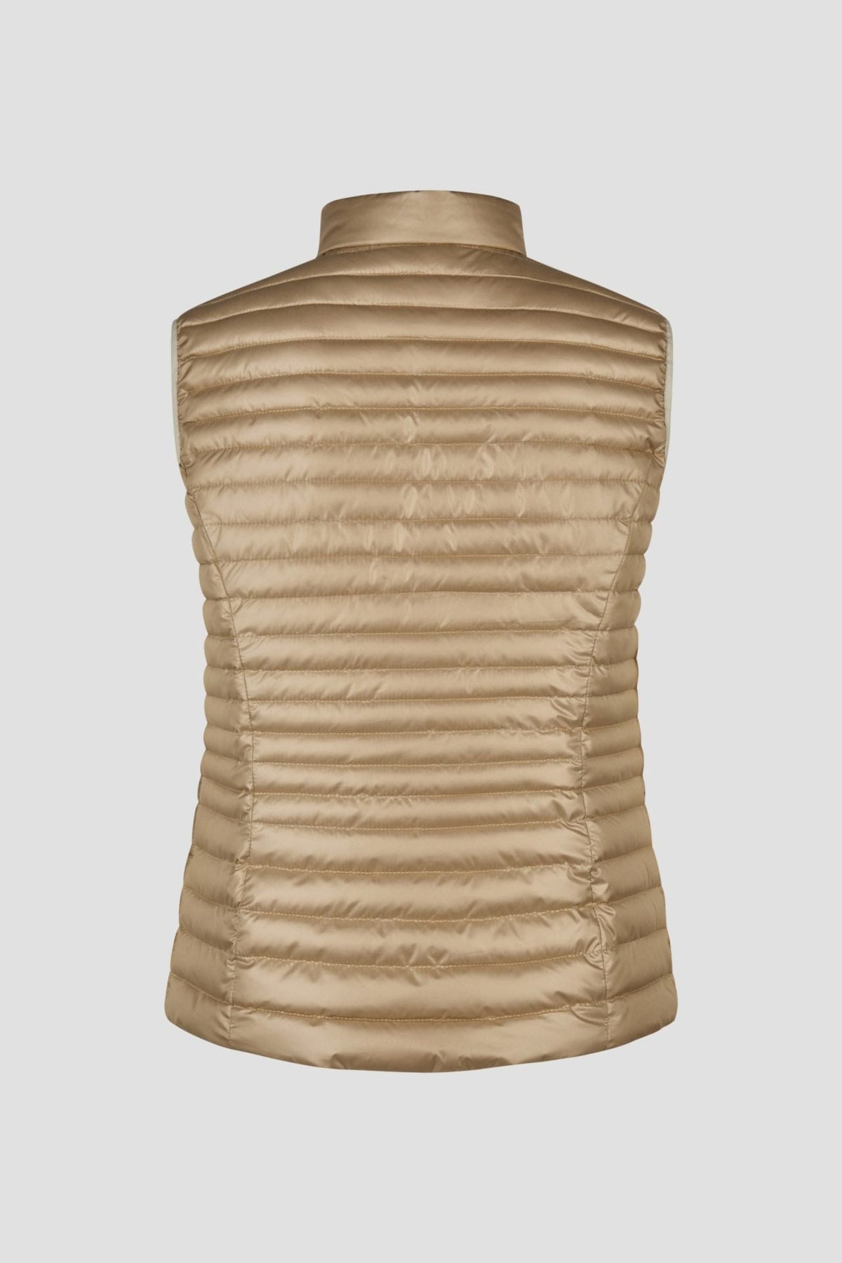 Barbara Lebek 11090062 reversible gilet in Beige – beige side, back view. Shop Barbara Lebek at Dotique.