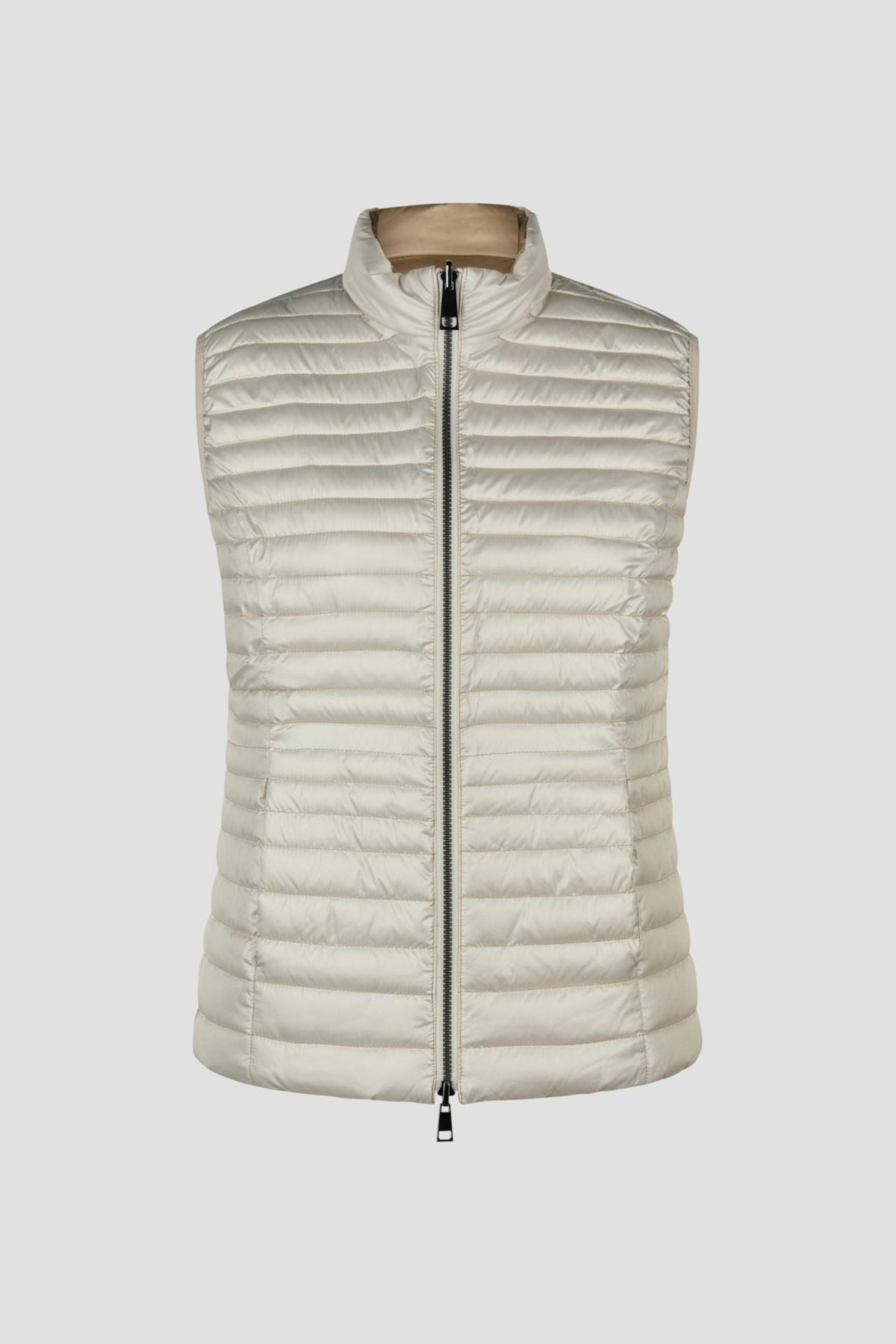 Barbara Lebek 11090062 reversible gilet in Beige – light reverse side, front view. Shop Barbara Lebek at Dotique.