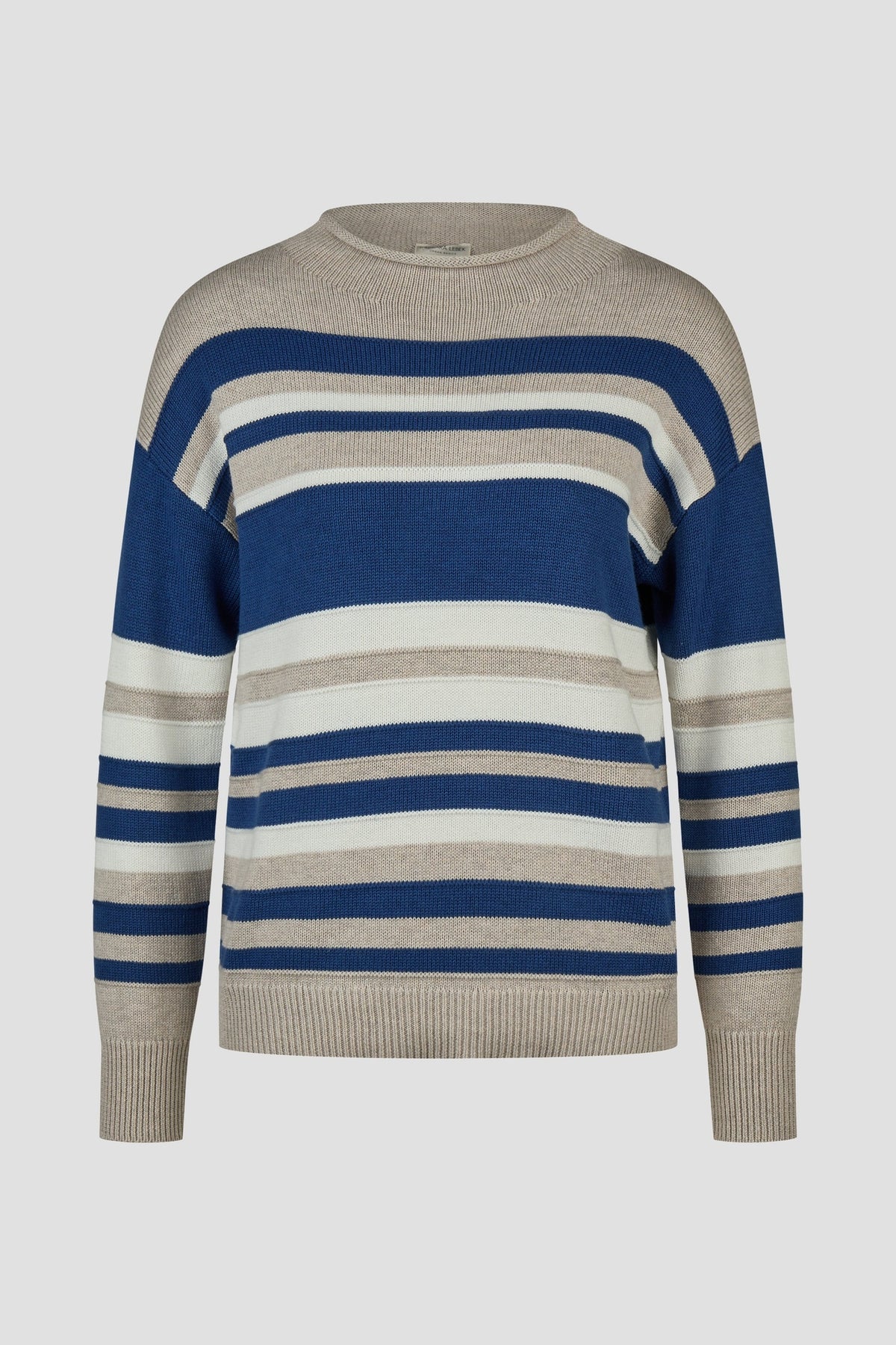 Barbara Lebek 25104062 striped pullover in Biscuit – front view. Shop Barbara Lebek at Dotique.