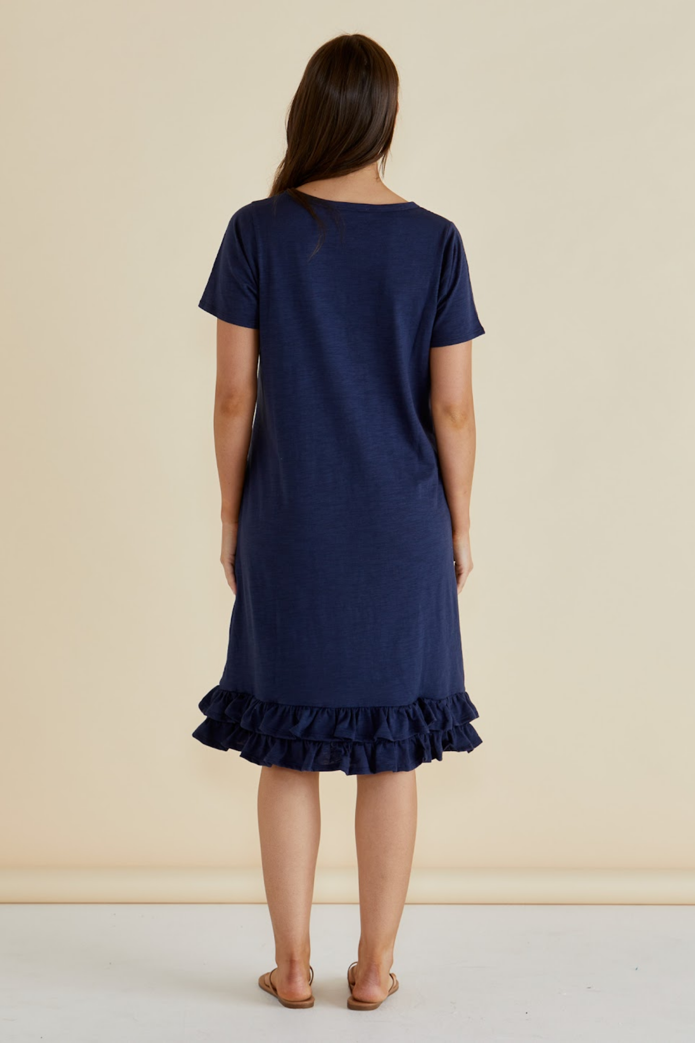 Dotique Betty Basics BB1095 Aaliyah dress in navy with scoop neckline and short sleeves