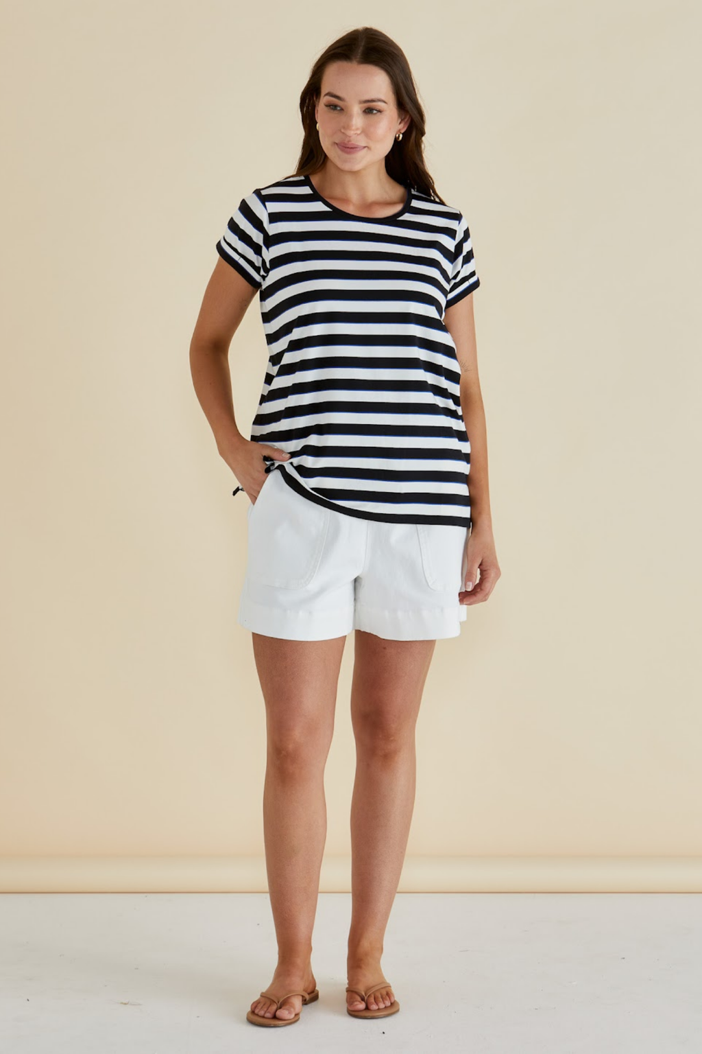 Dotique Betty Basics BB2069 Caia crew tee in blue and black stripe