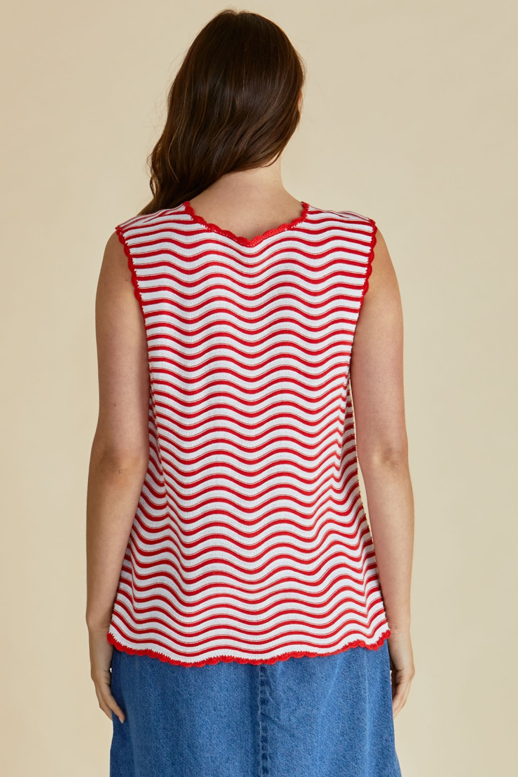 Dotique Betty Basics BB4087 Aviva Tank in red and white stripe with scoop neckline