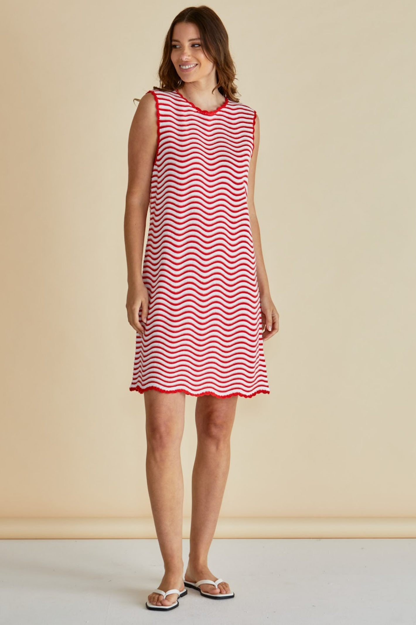 Dotique Betty Basics BB4088 Viola Tank Dress in red and white stripe with tank neckline