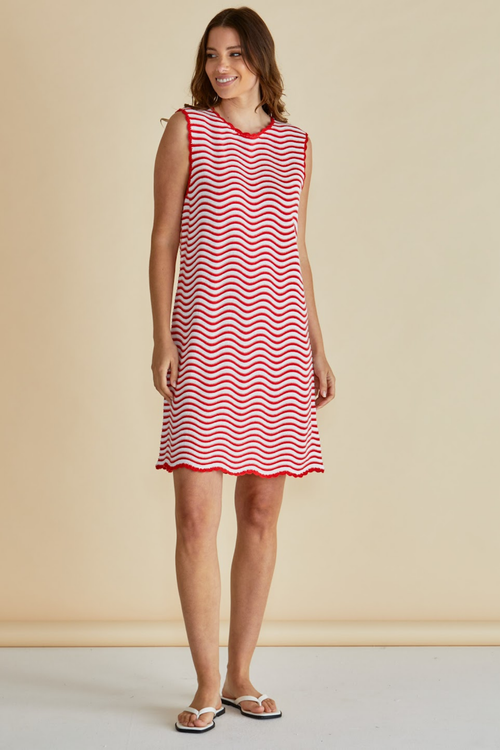 Dotique Betty Basics BB4088 Viola Tank Dress in red and white stripe with tank neckline
