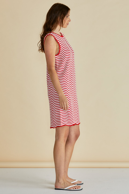Dotique Betty Basics BB4088 Viola Tank Dress in red and white stripe with tank neckline