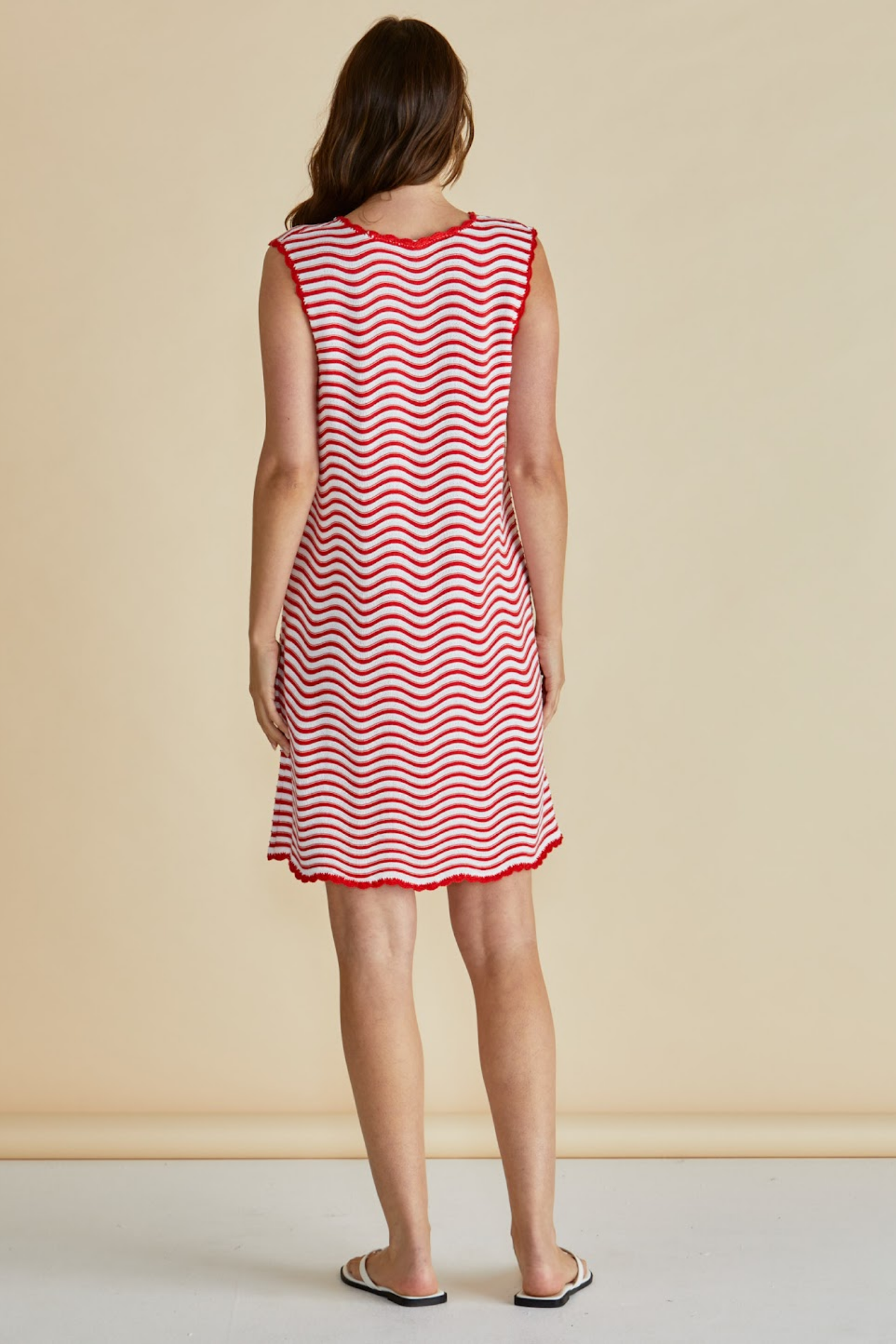 Dotique Betty Basics BB4088 Viola Tank Dress in red and white stripe with tank neckline